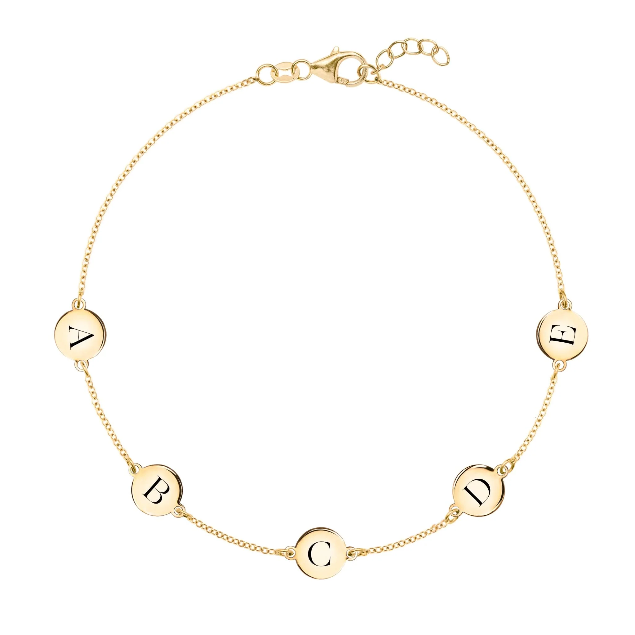 5 Letter Bracelet in 14k Gold