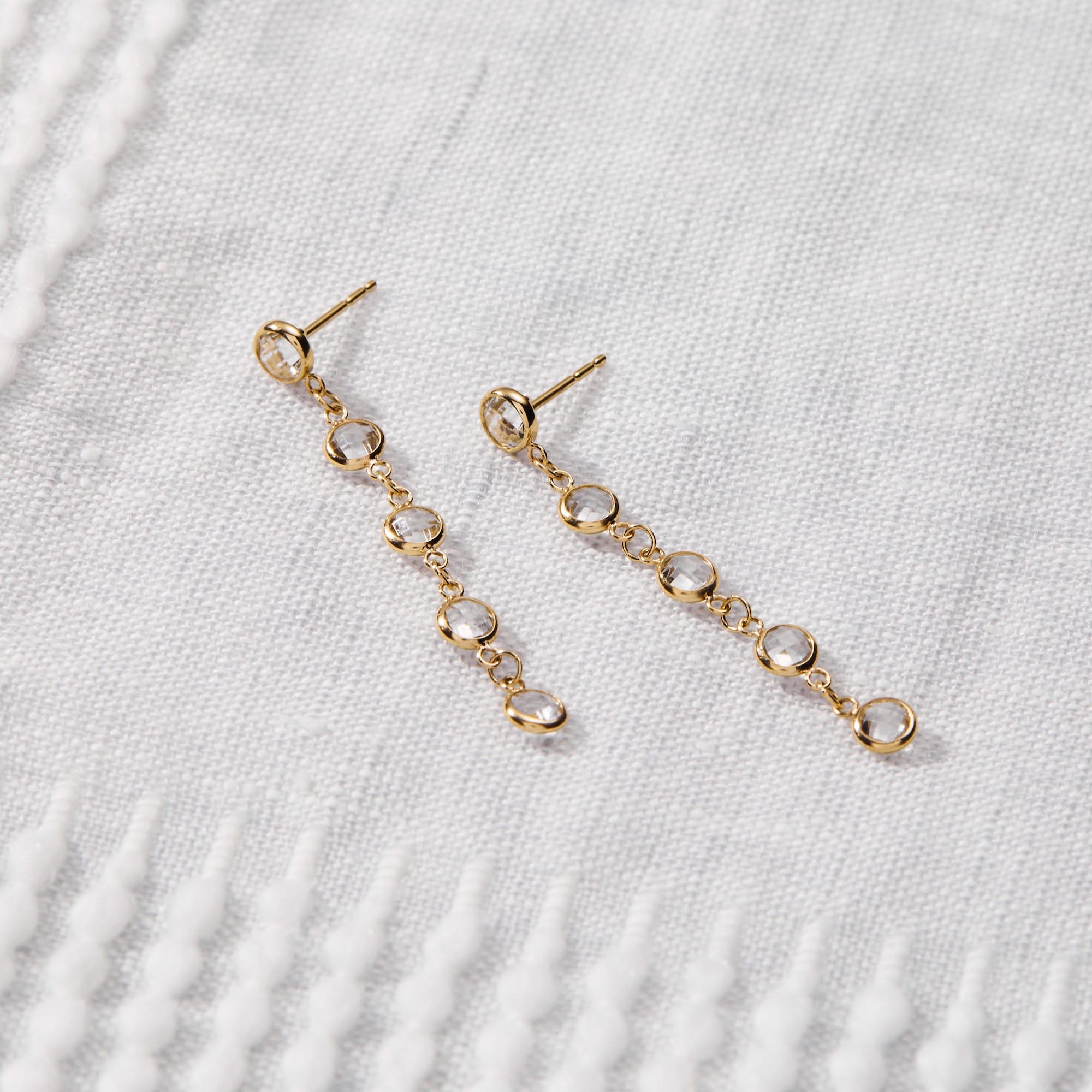 Petite 5 Birthstone Earrings in 14k Gold - Image 3