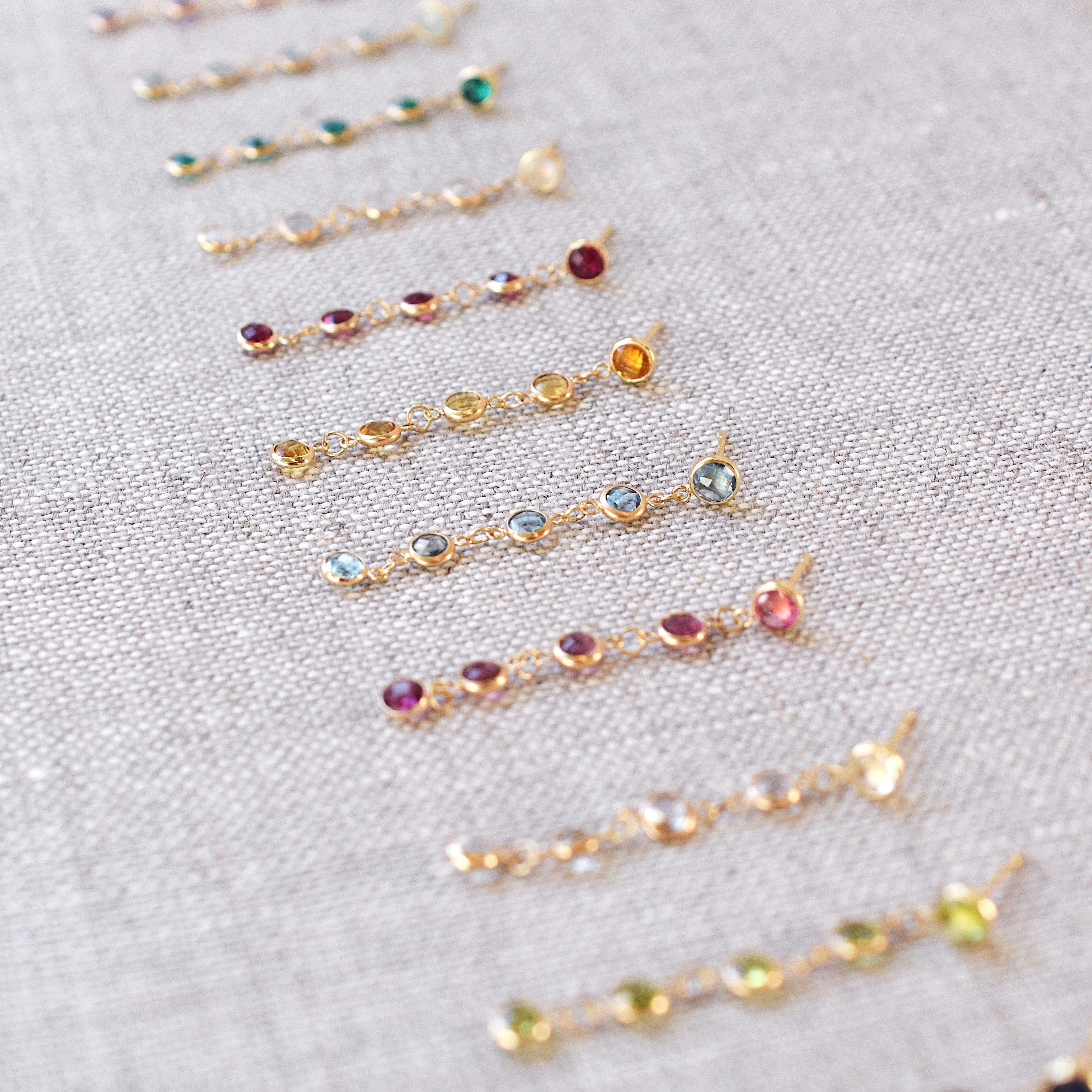 Petite 5 Birthstone Earrings in 14k Gold - Image 5