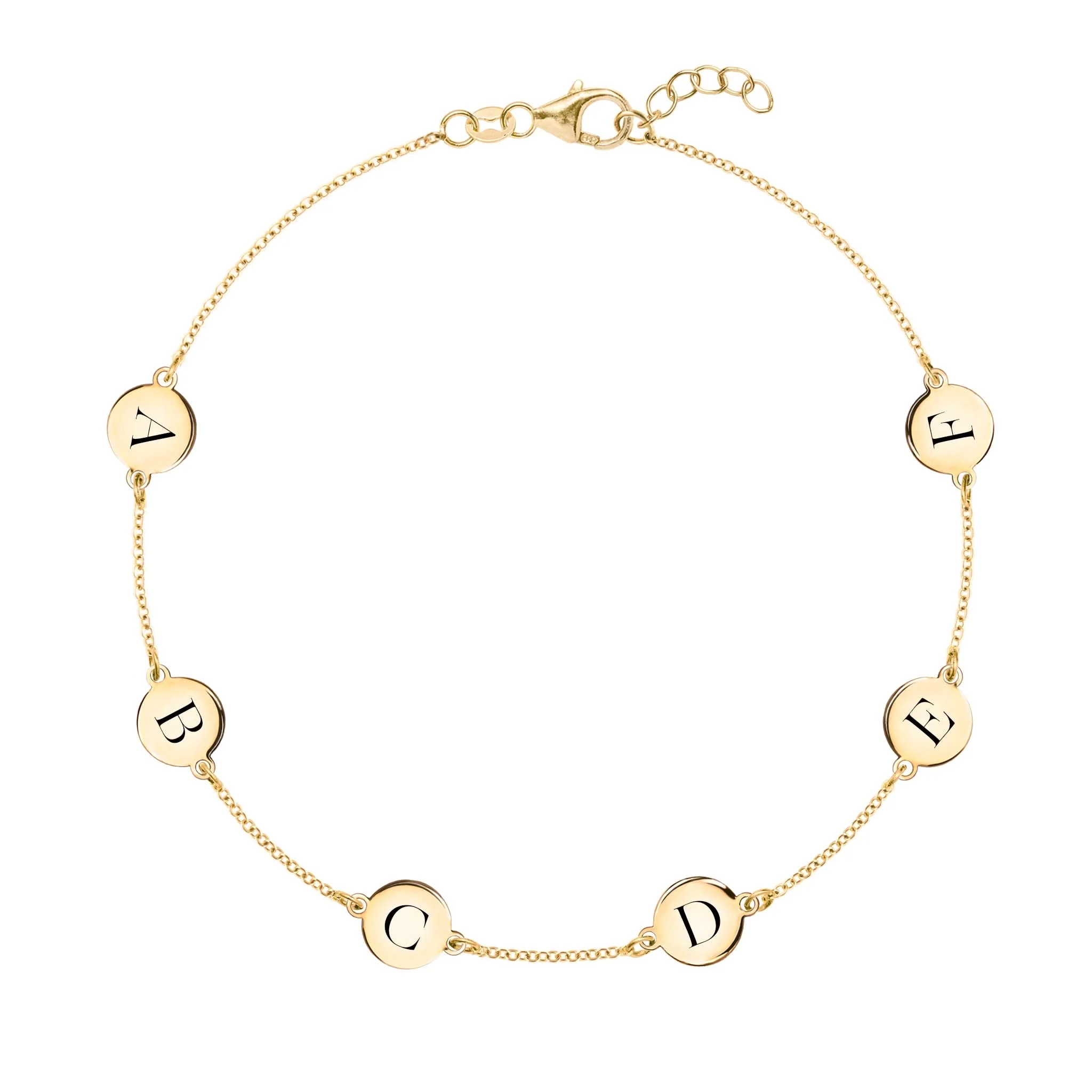 6 Letter Bracelet in 14k Gold