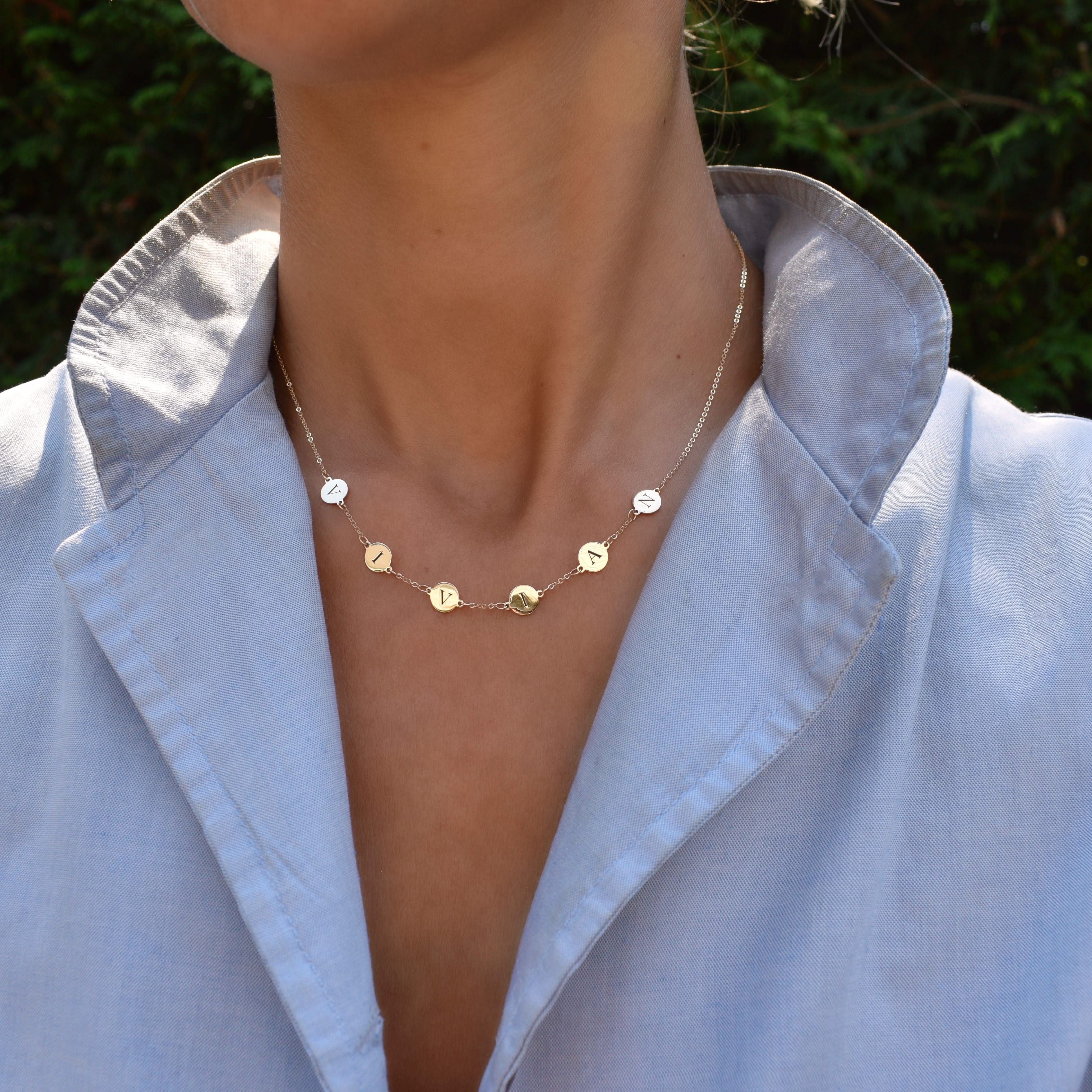 6 Letter Necklace in 14k Gold (Single Spacing) - Image 2