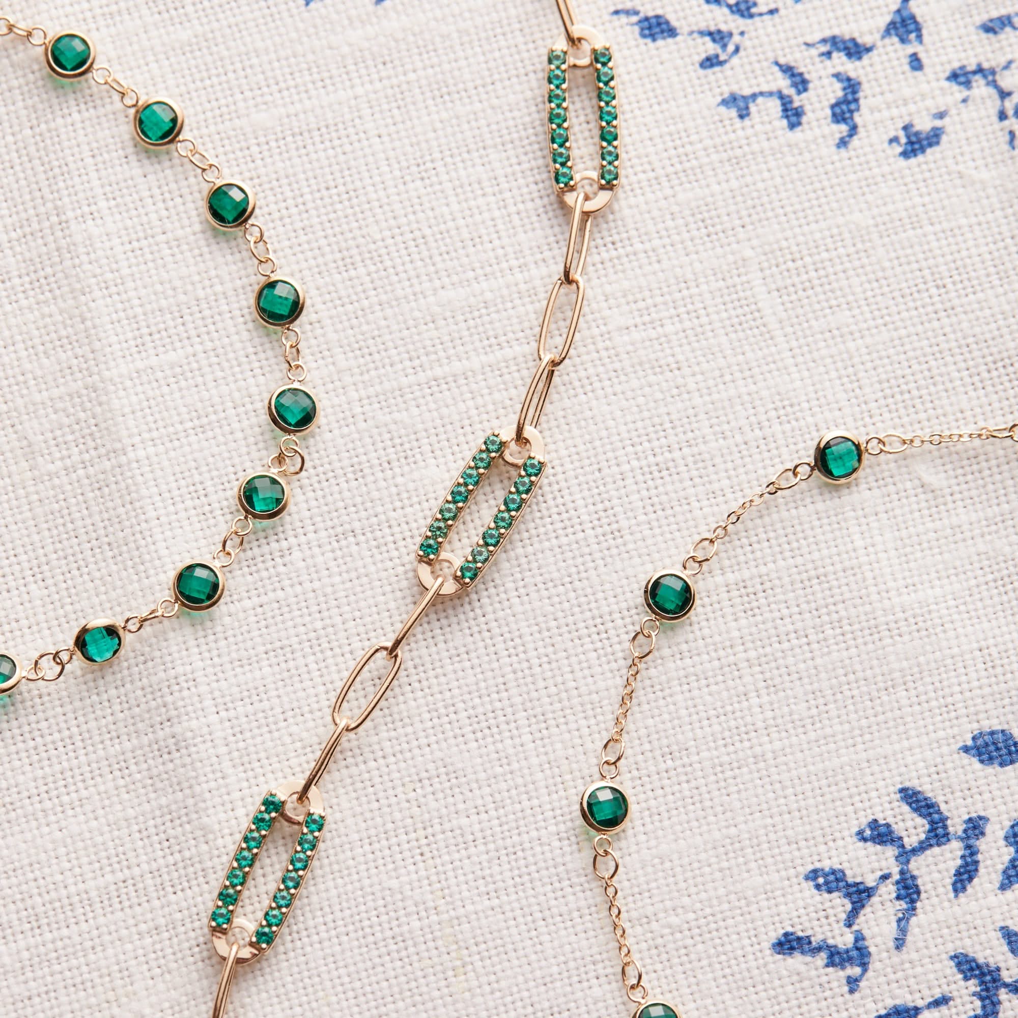Adelaide 3 Pavé Birthstone Link Necklace in 14k Gold - Image 10