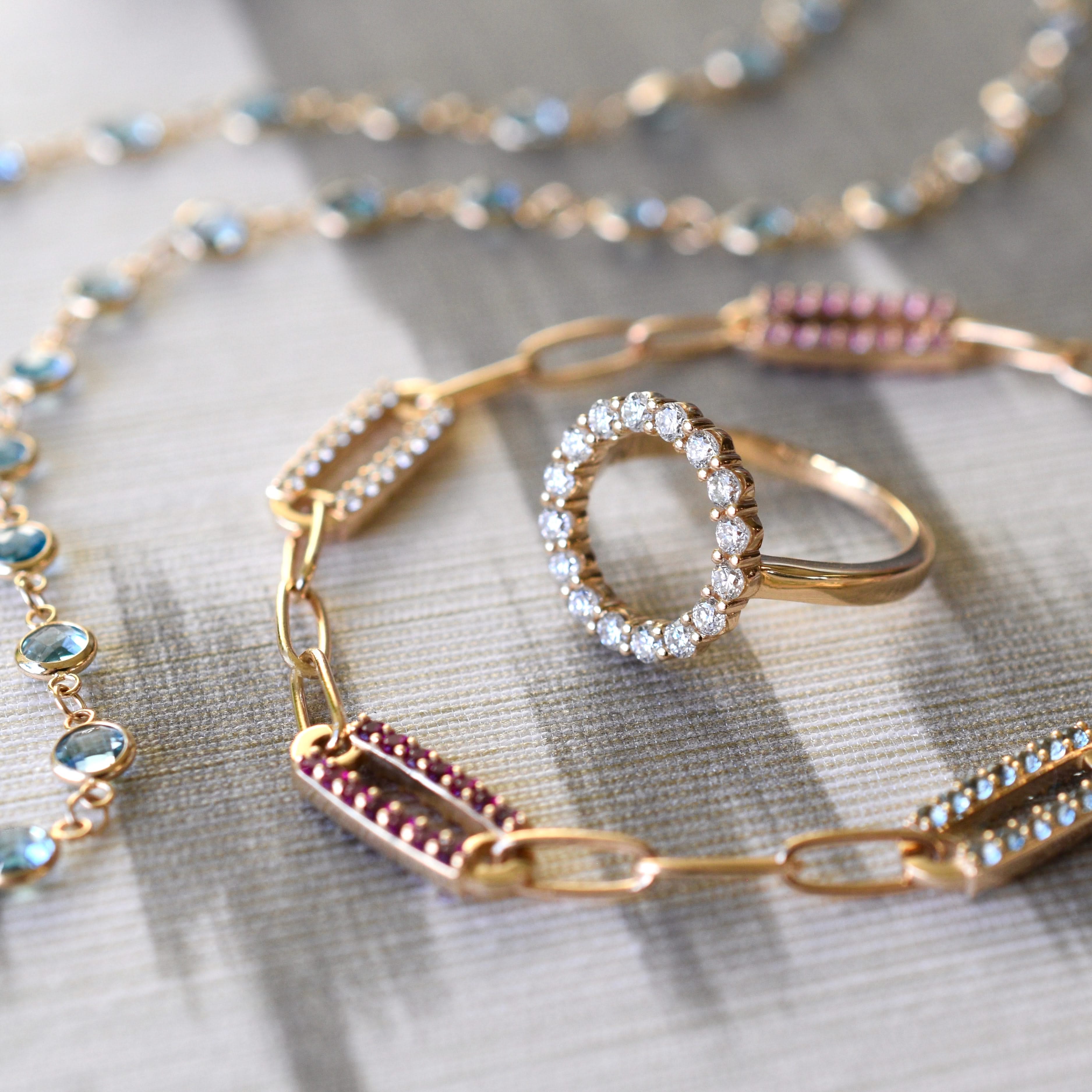 Adelaide 4 Pavé Birthstone Link Bracelet in 14k Gold - Image 6