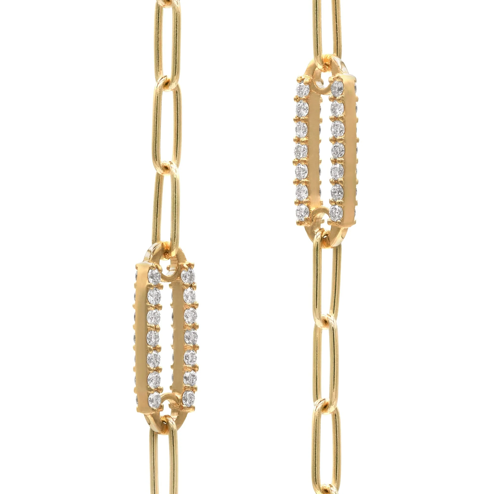 Adelaide 7 Pavé Birthstone Link Necklace in 14k Gold - Image 4