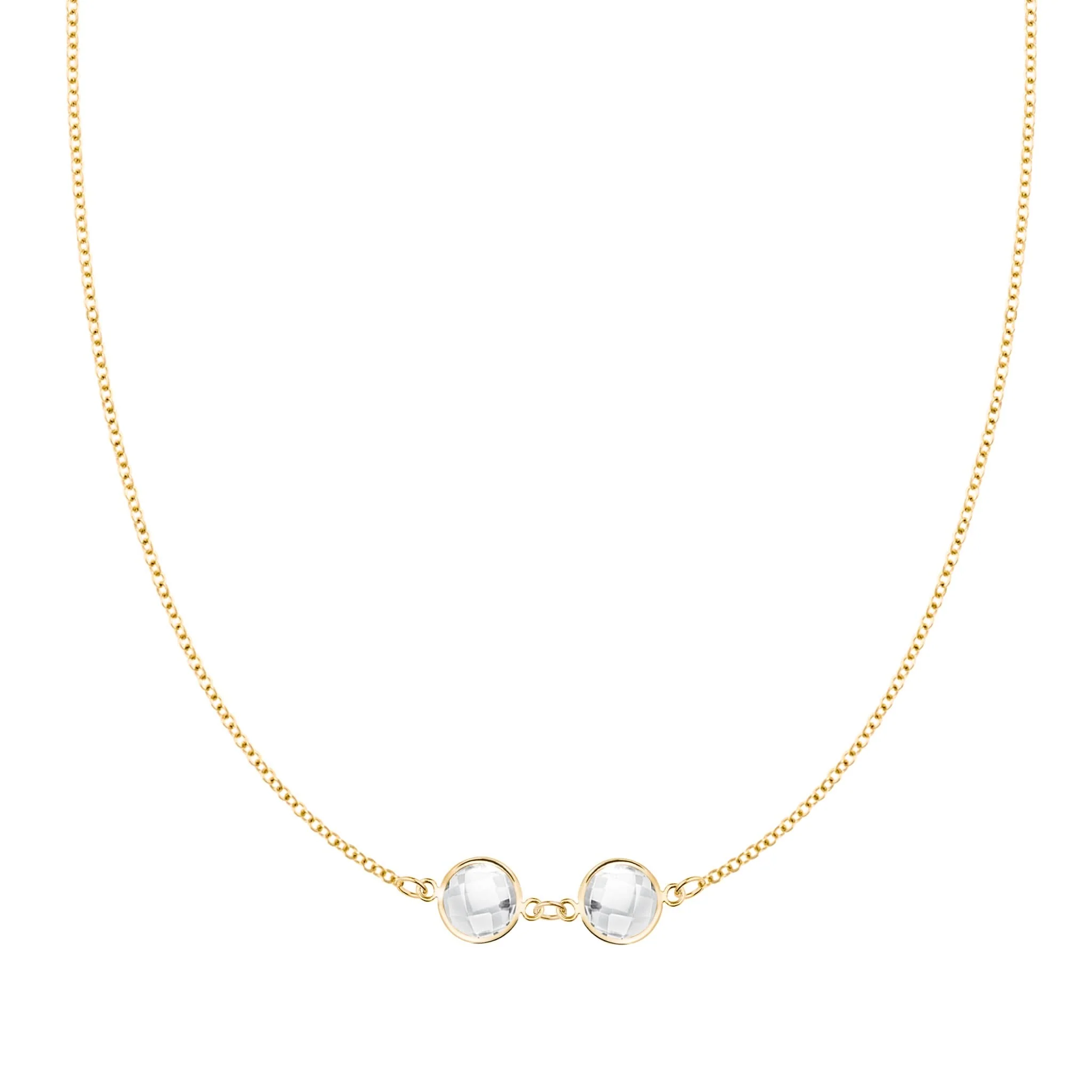 Grand 2 Connected Birthstone Necklace in 14k Gold