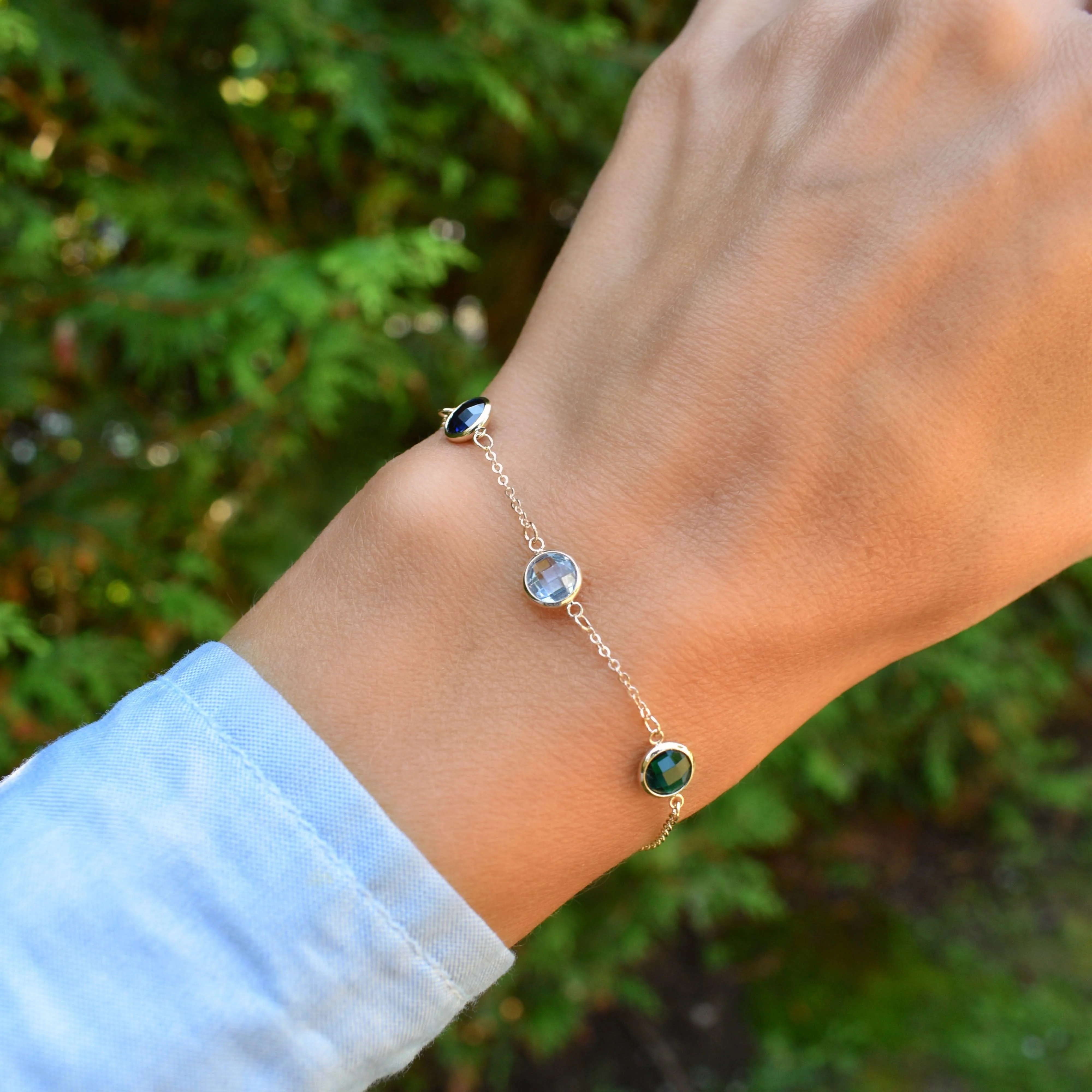 Grand 3 Birthstone Bracelet in 14k Gold - Image 2