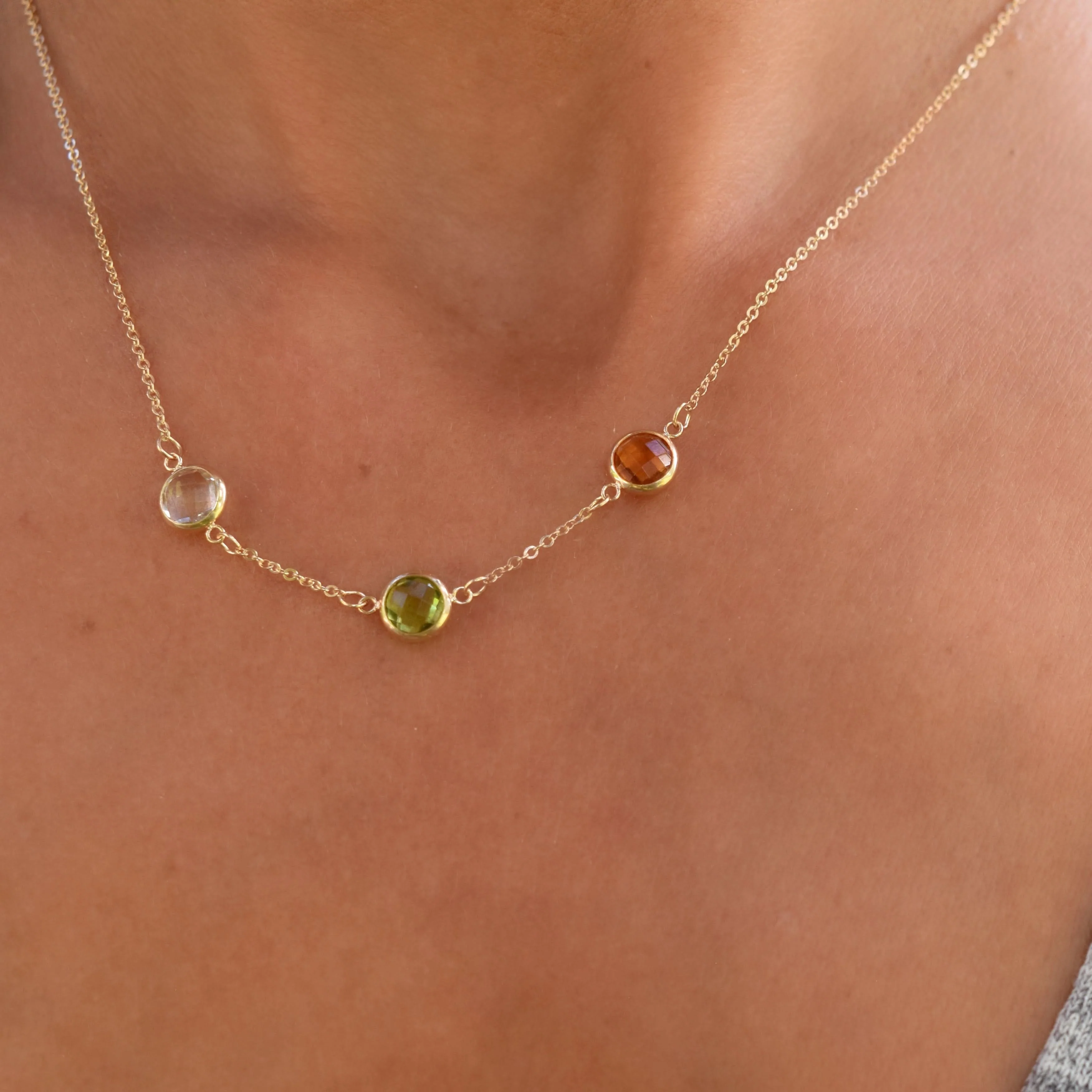 Grand 3 Birthstone Necklace in 14k Gold - Image 6