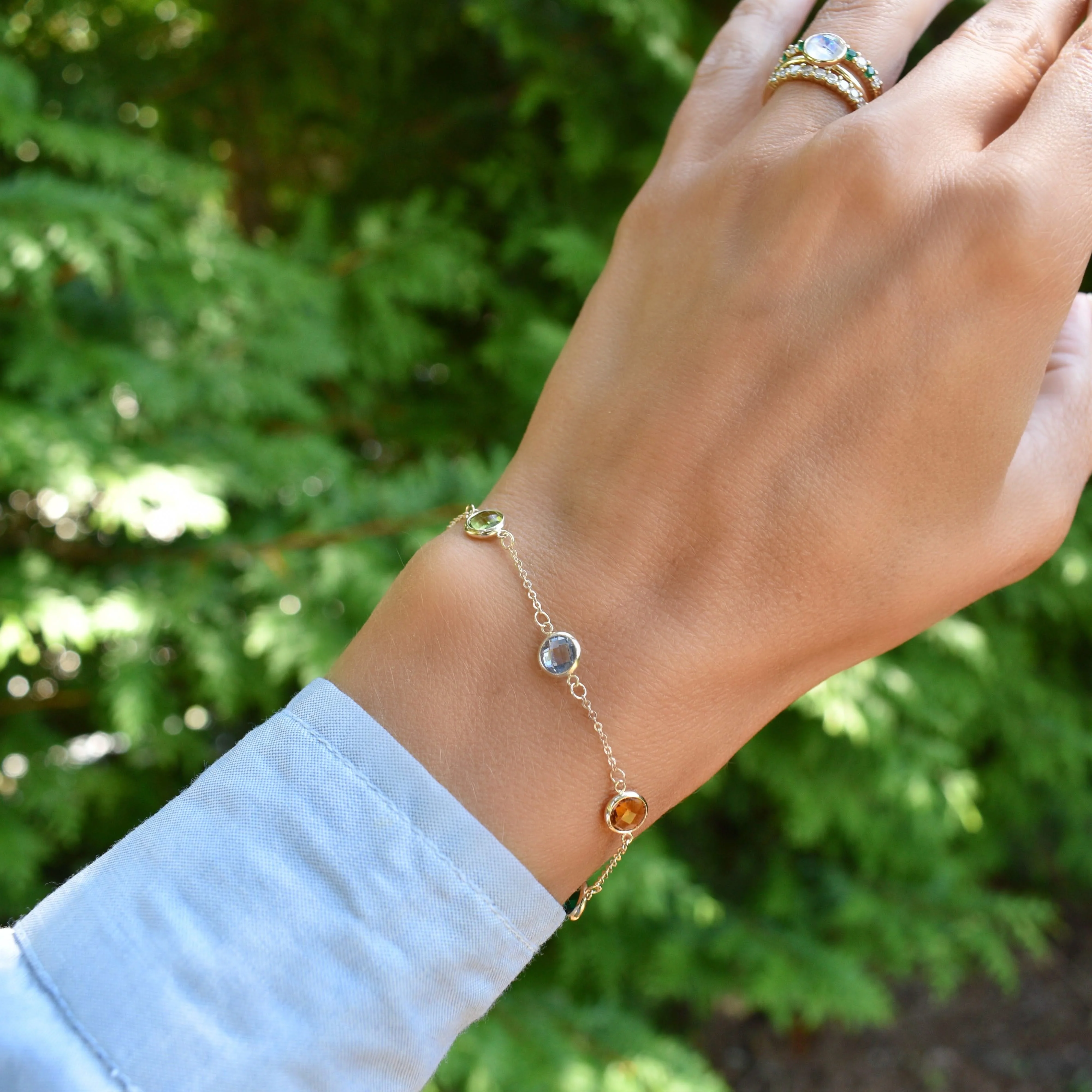 Grand 6 Birthstone Bracelet in 14k Gold - Image 2