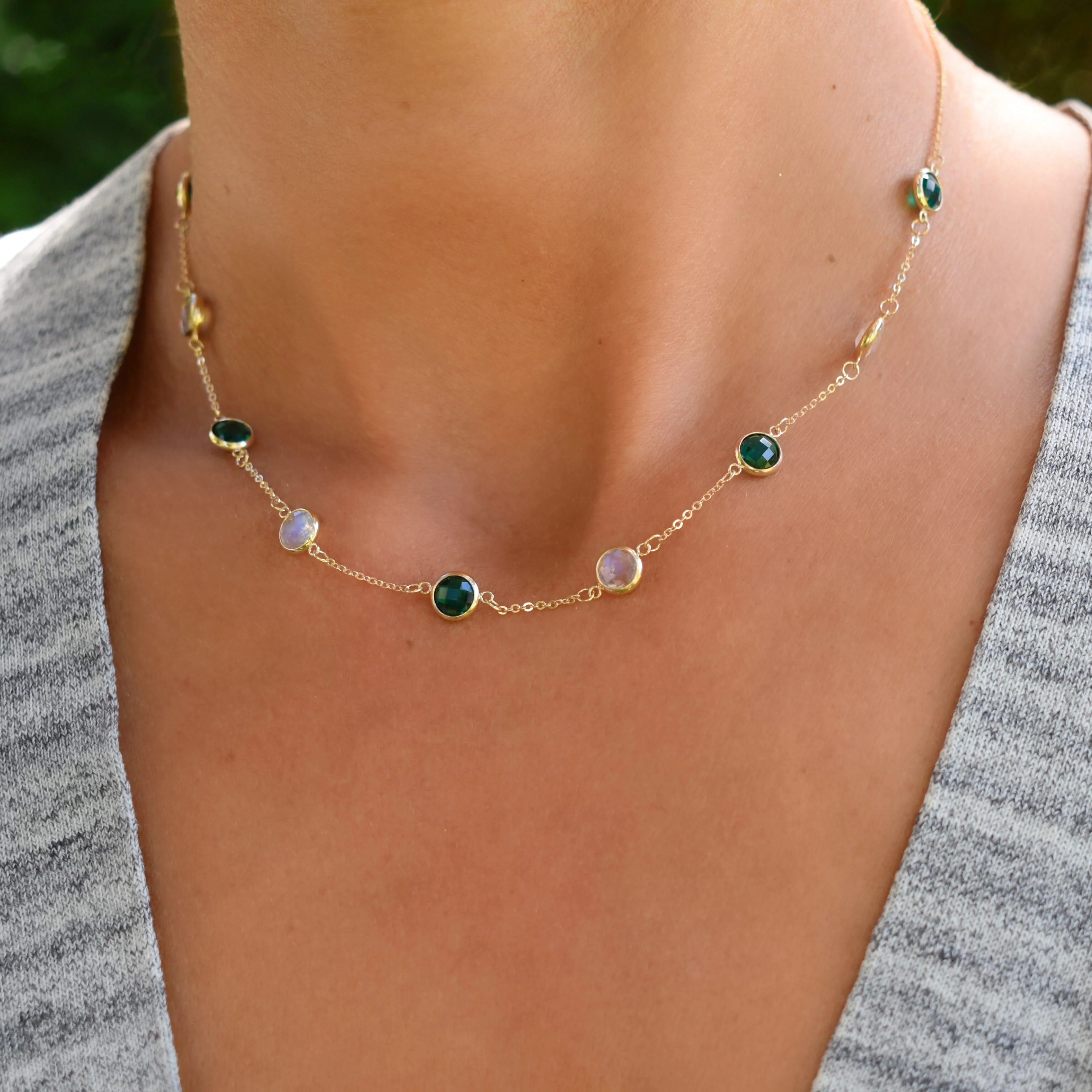 Grand 9 Birthstone Necklace in 14k Gold - Image 3