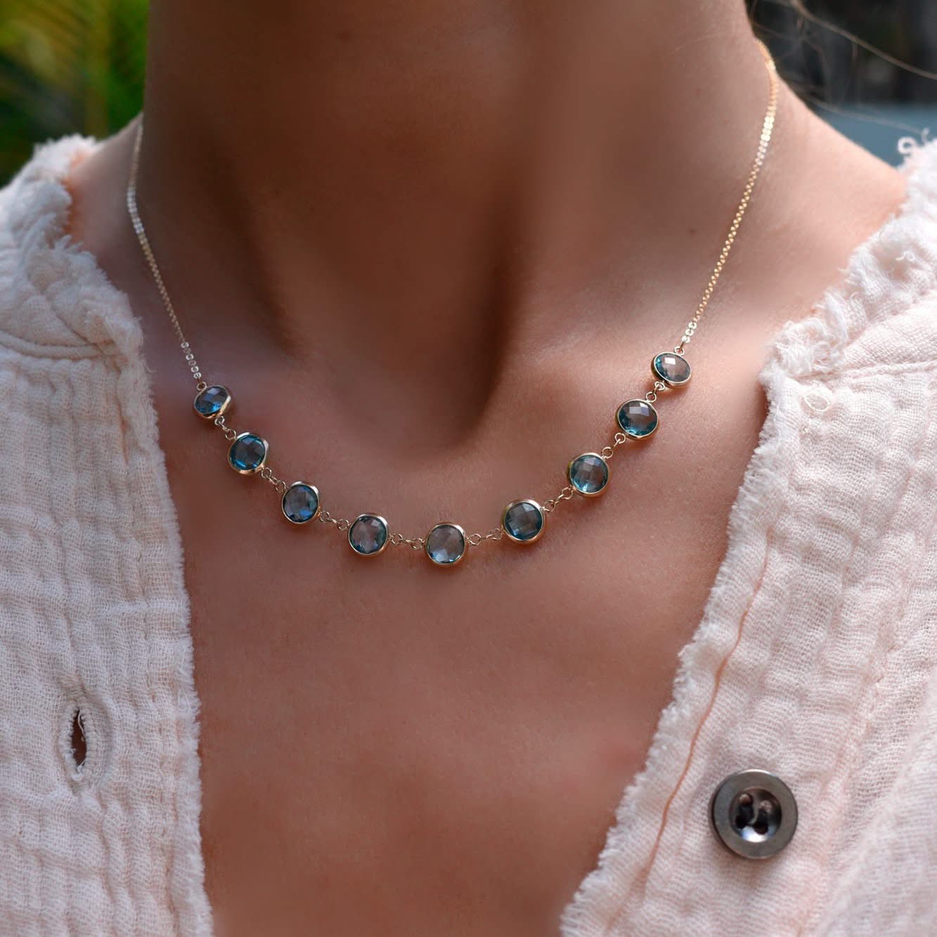 Grand 9 Connected Birthstone Necklace in 14k Gold - Image 3