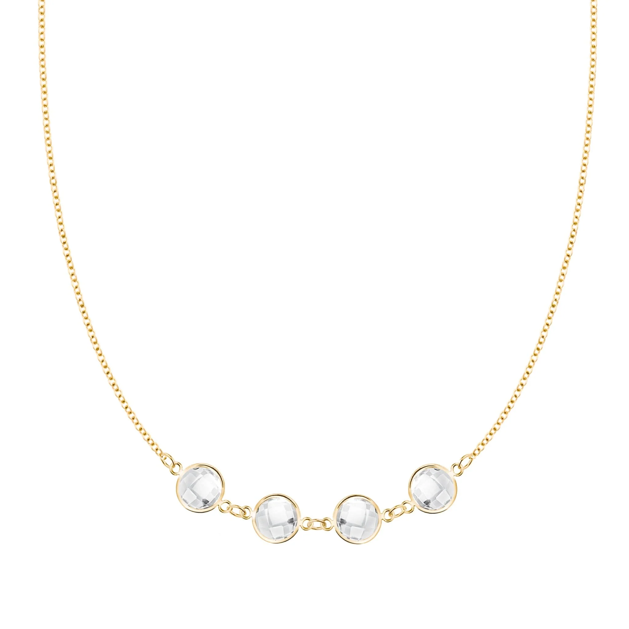 Grand 4 Connected Birthstone Necklace in 14k Gold