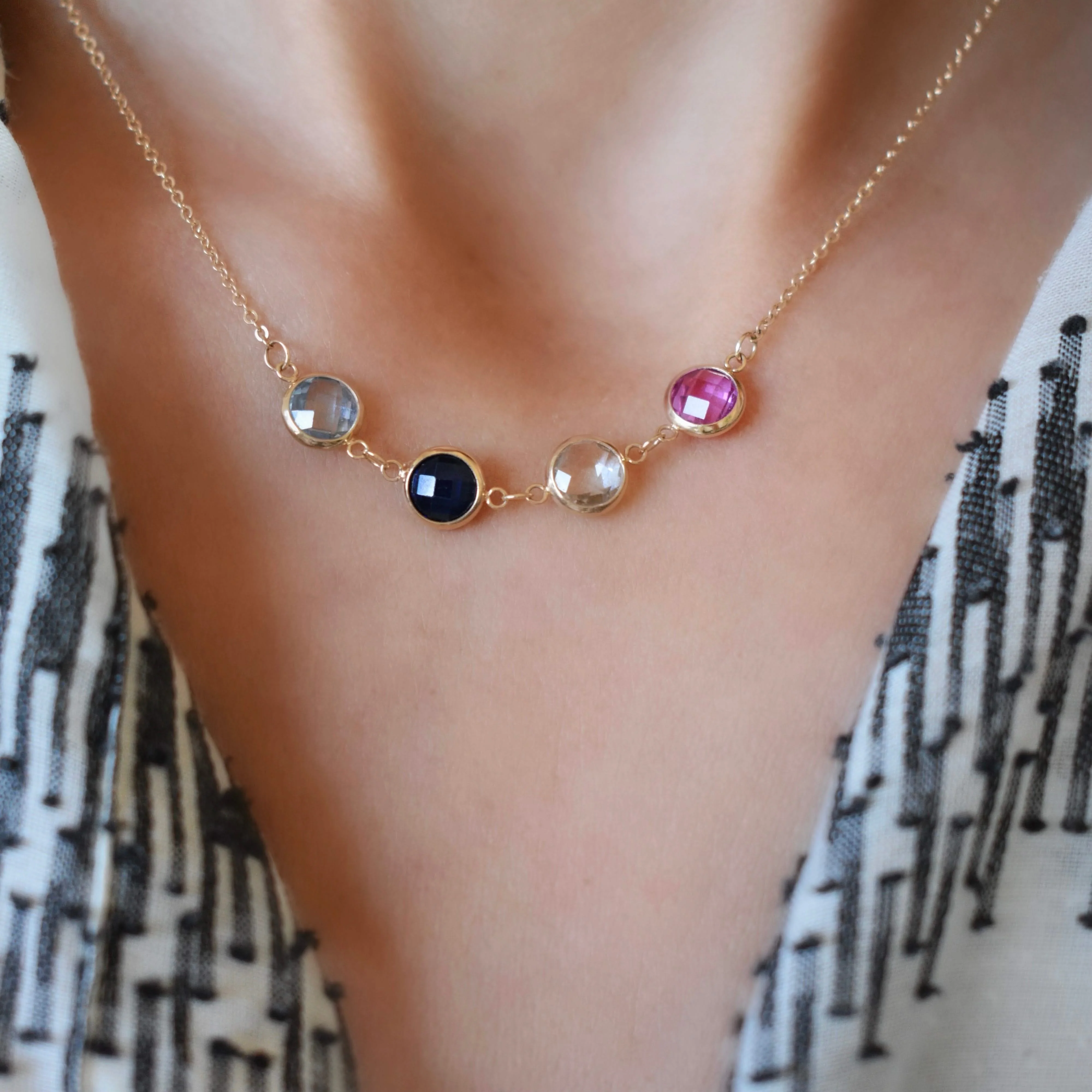 Grand 4 Connected Birthstone Necklace in 14k Gold - Image 7