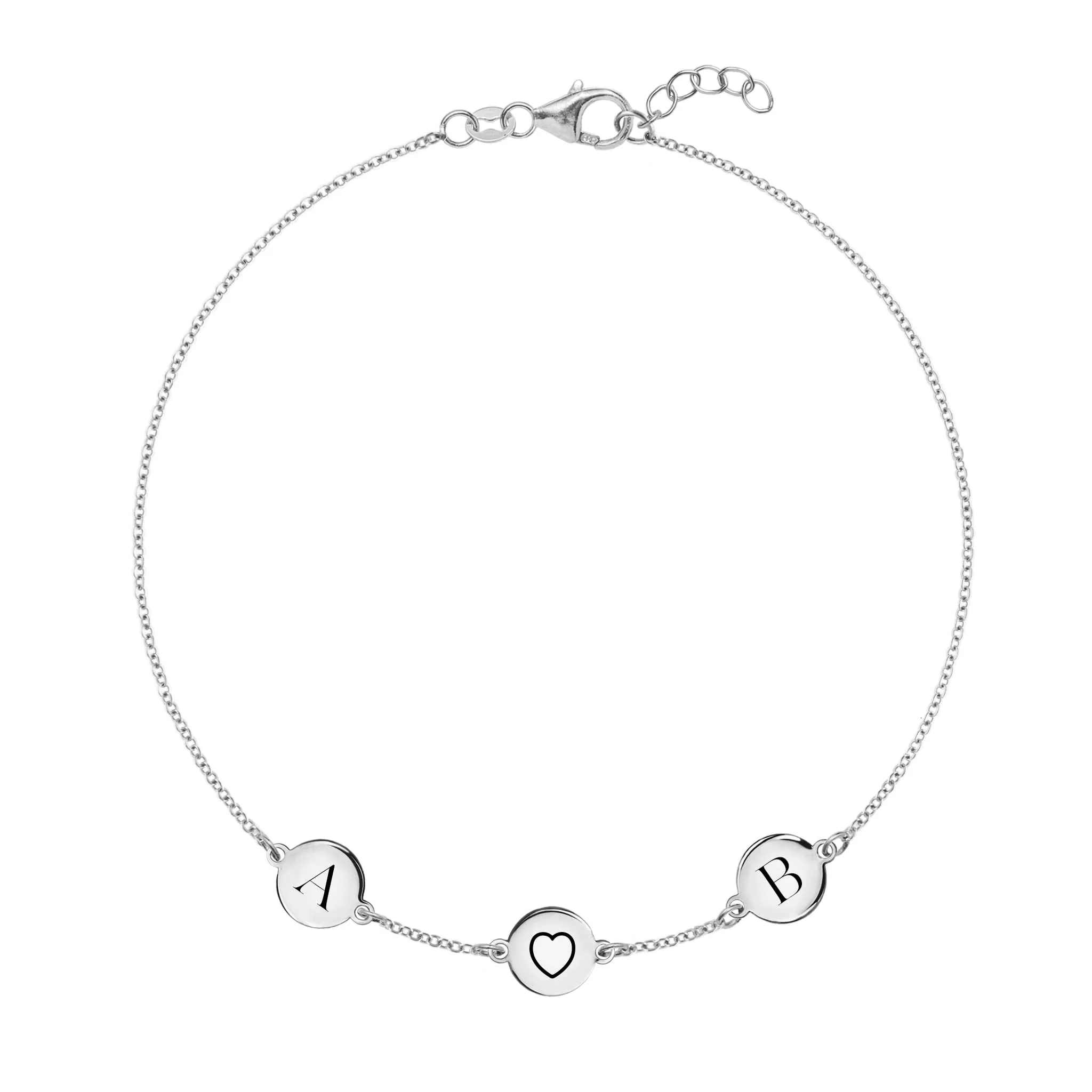 Heart Disc & 2 Letter Bracelet in 14k Gold - Image 5
