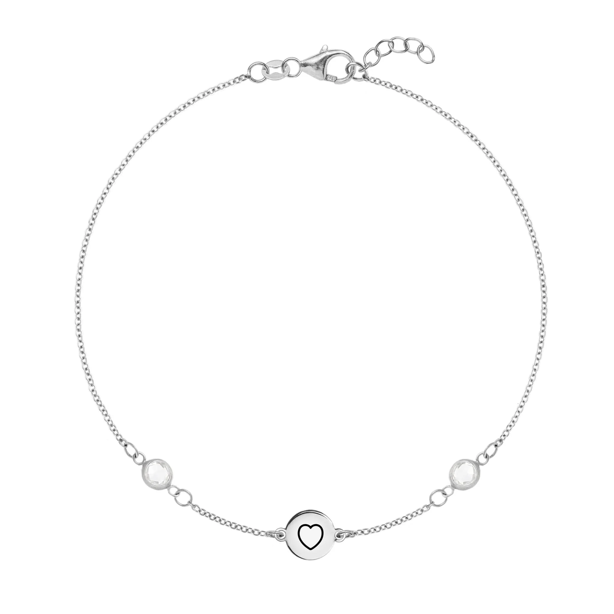 Heart Disc & Petite 2 Birthstone Bracelet in 14k Gold - Image 5