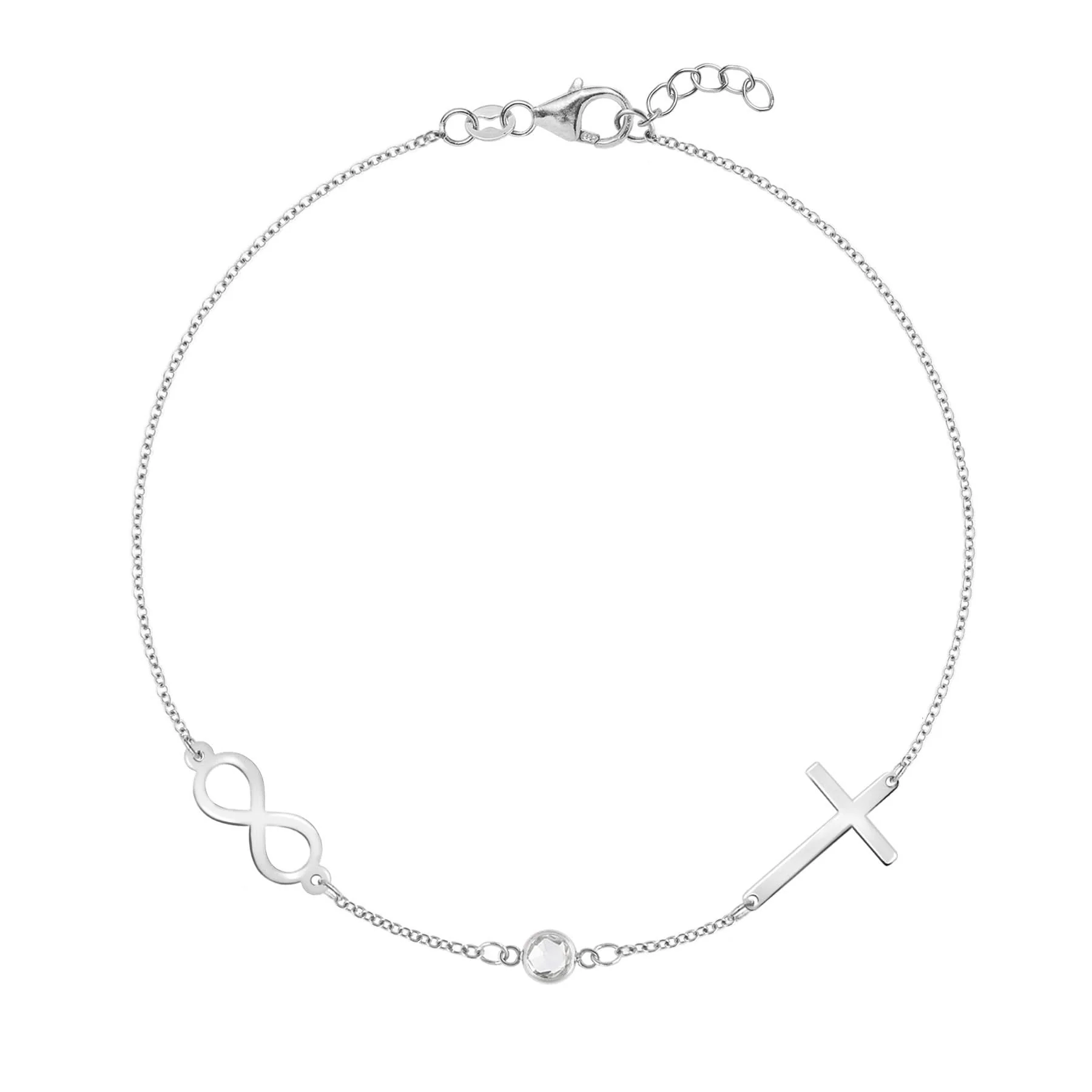 Infinity & Cross with 1 Petite Birthstone Bracelet in 14k Gold - Image 4