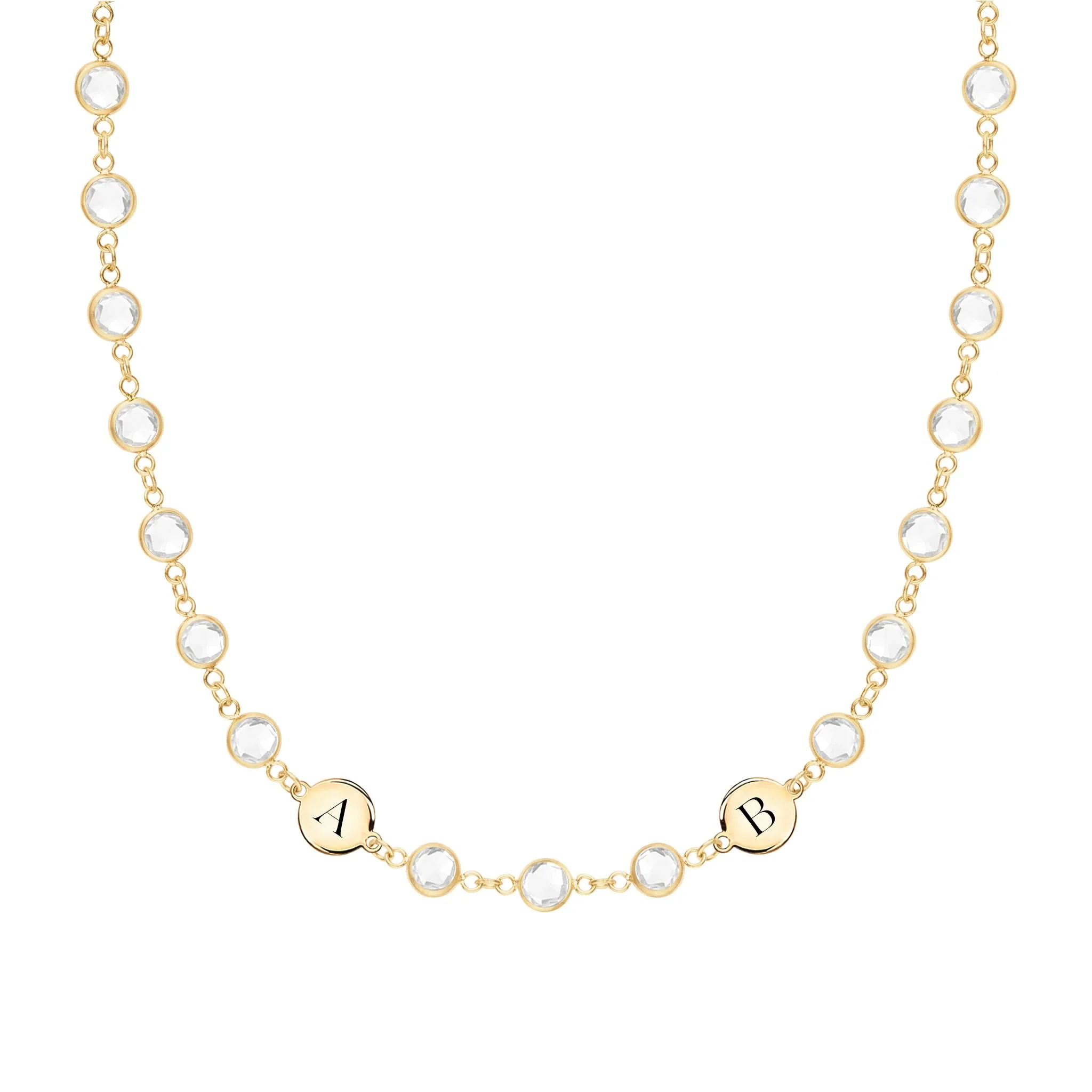 Newport 2 Letter Birthstone Necklace in 14k Gold