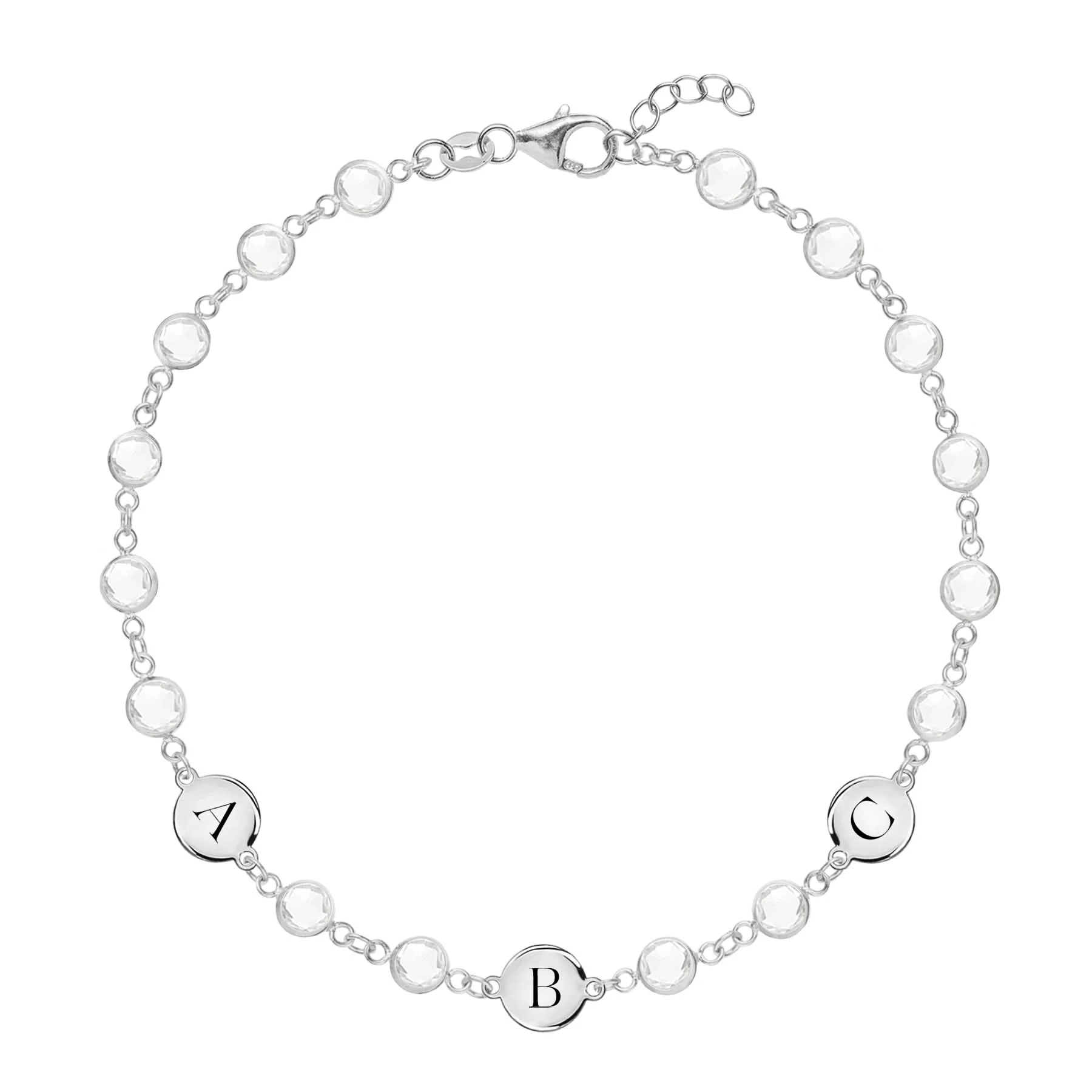 Newport 3 Letter Birthstone Bracelet in 14k Gold - Image 5