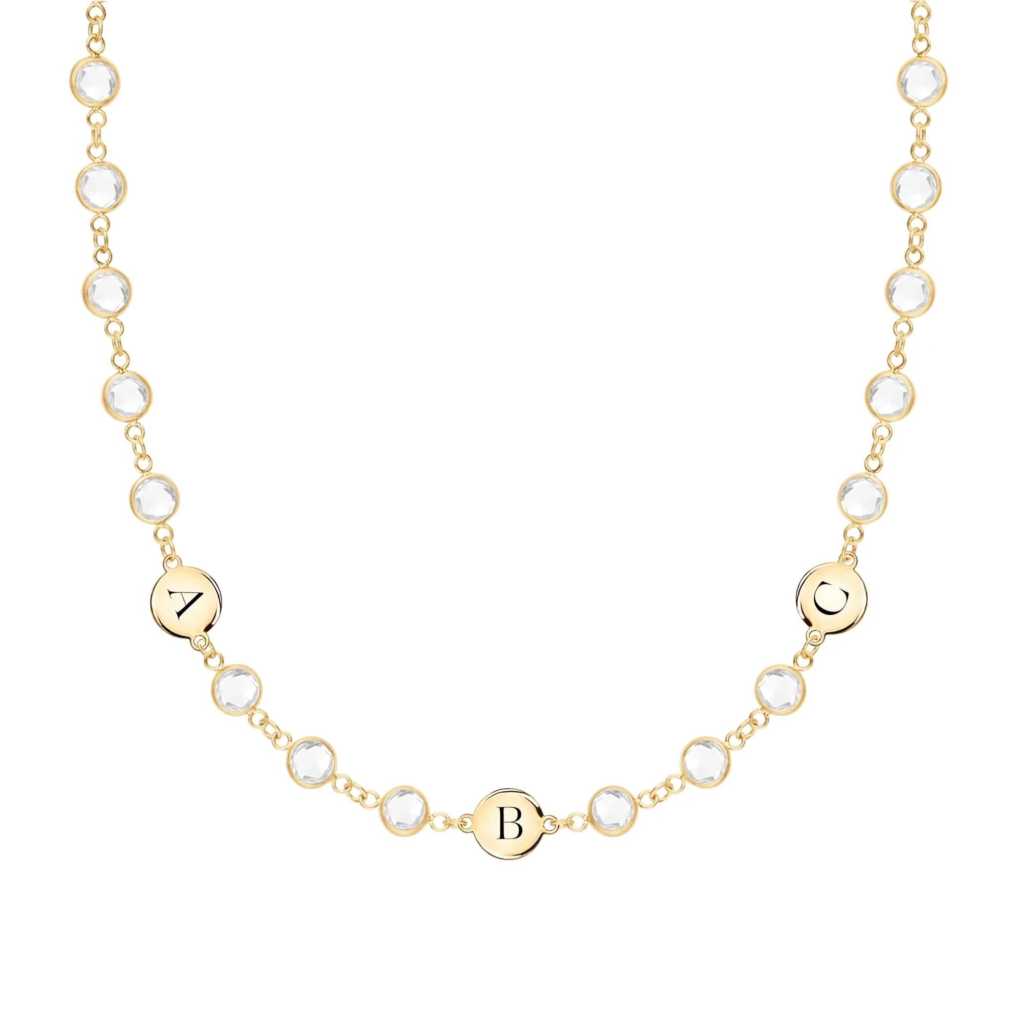 Newport 3 Letter Birthstone Necklace in 14k Gold