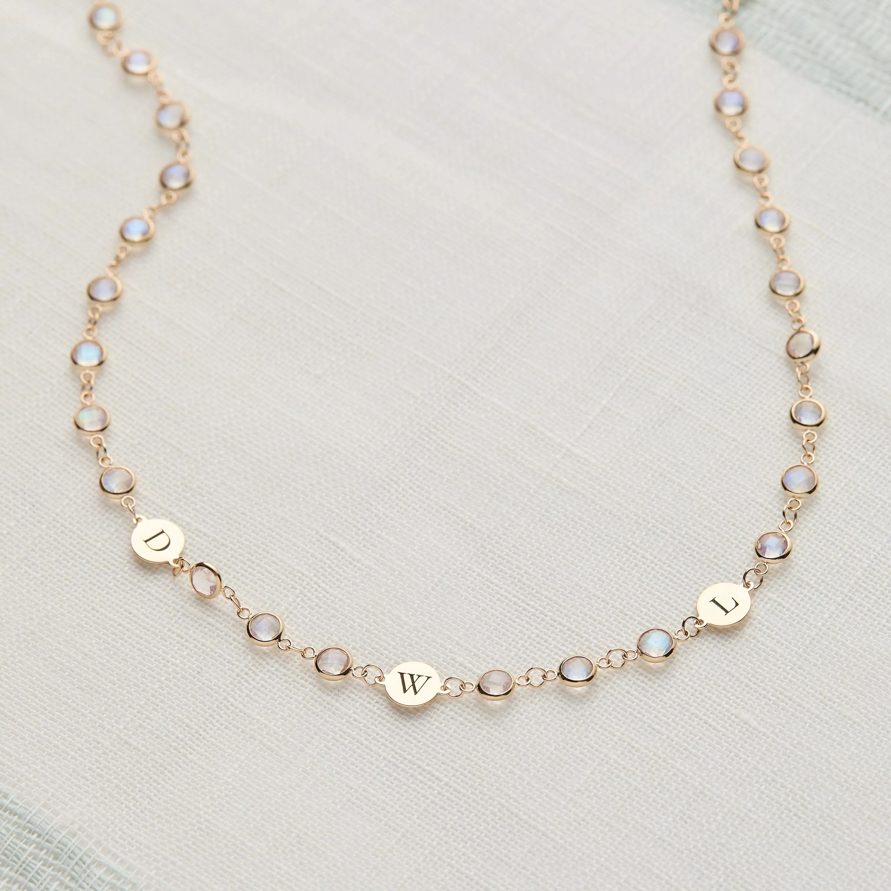 Newport 3 Letter Birthstone Necklace in 14k Gold - Image 8