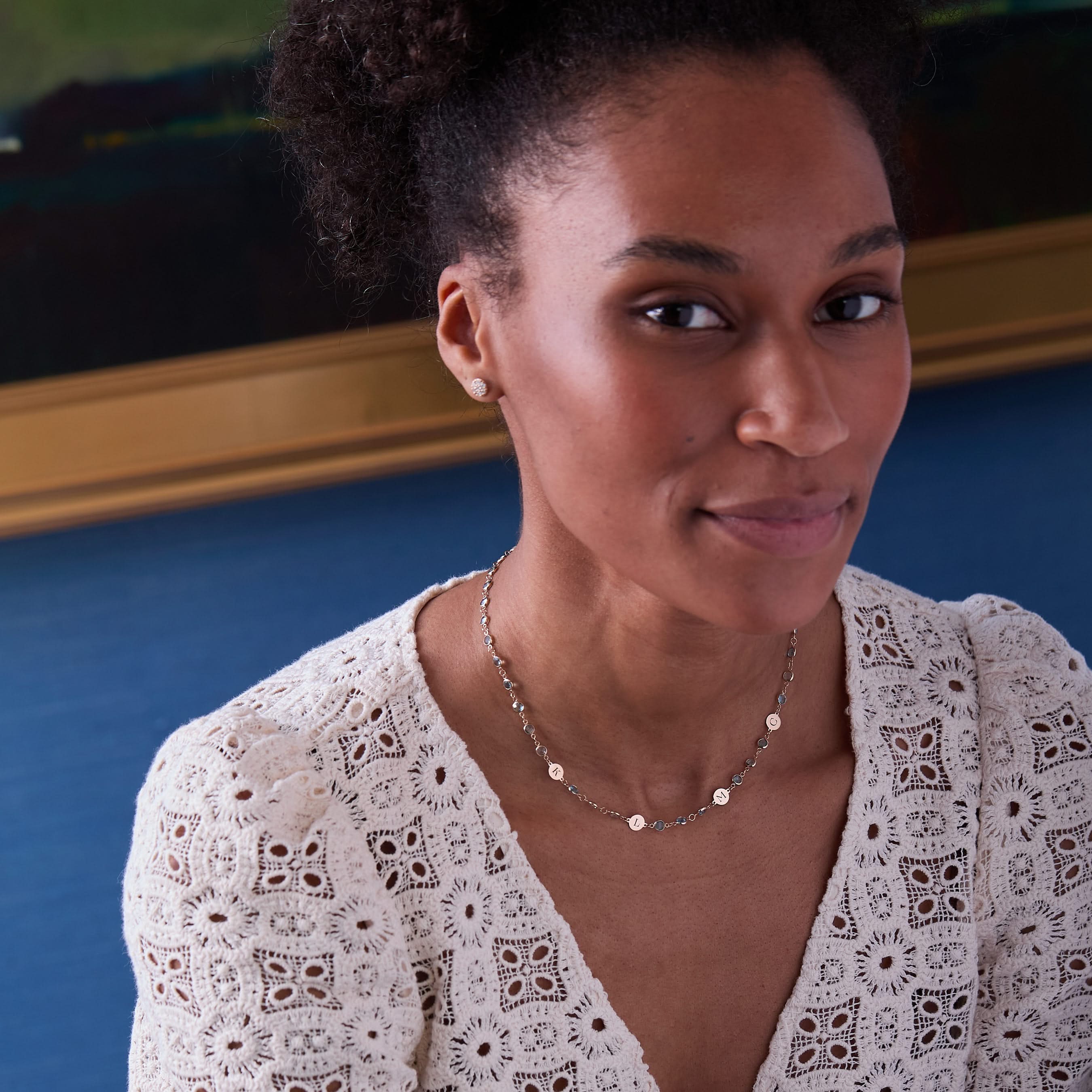 Newport 4 Letter Birthstone Necklace in 14k Gold - Image 2