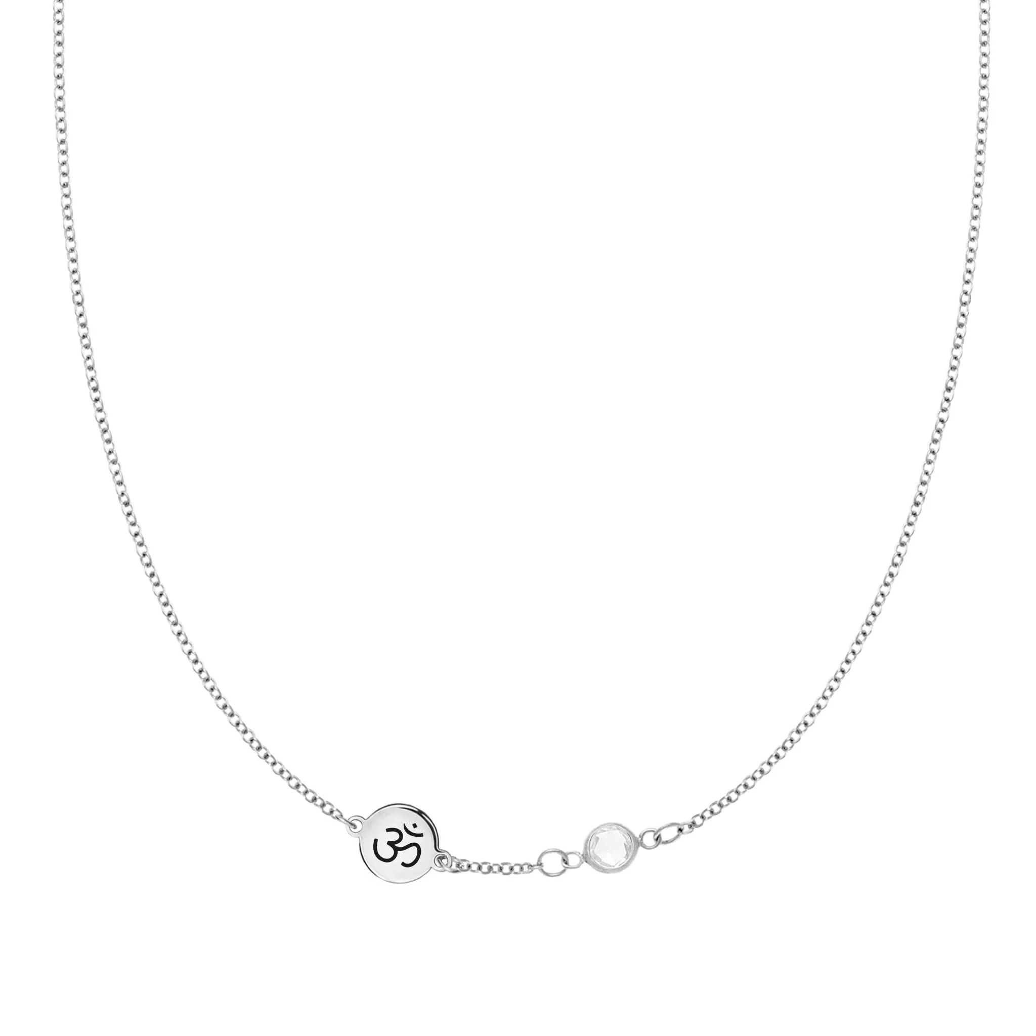 Ohm Disc & Petite 1 Birthstone Necklace in 14k Gold - Image 5