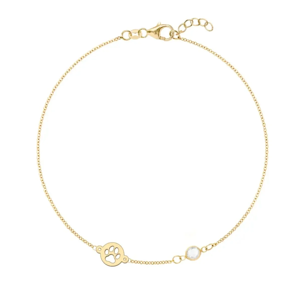 Paw & Petite Birthstone Bracelet in 14k Gold