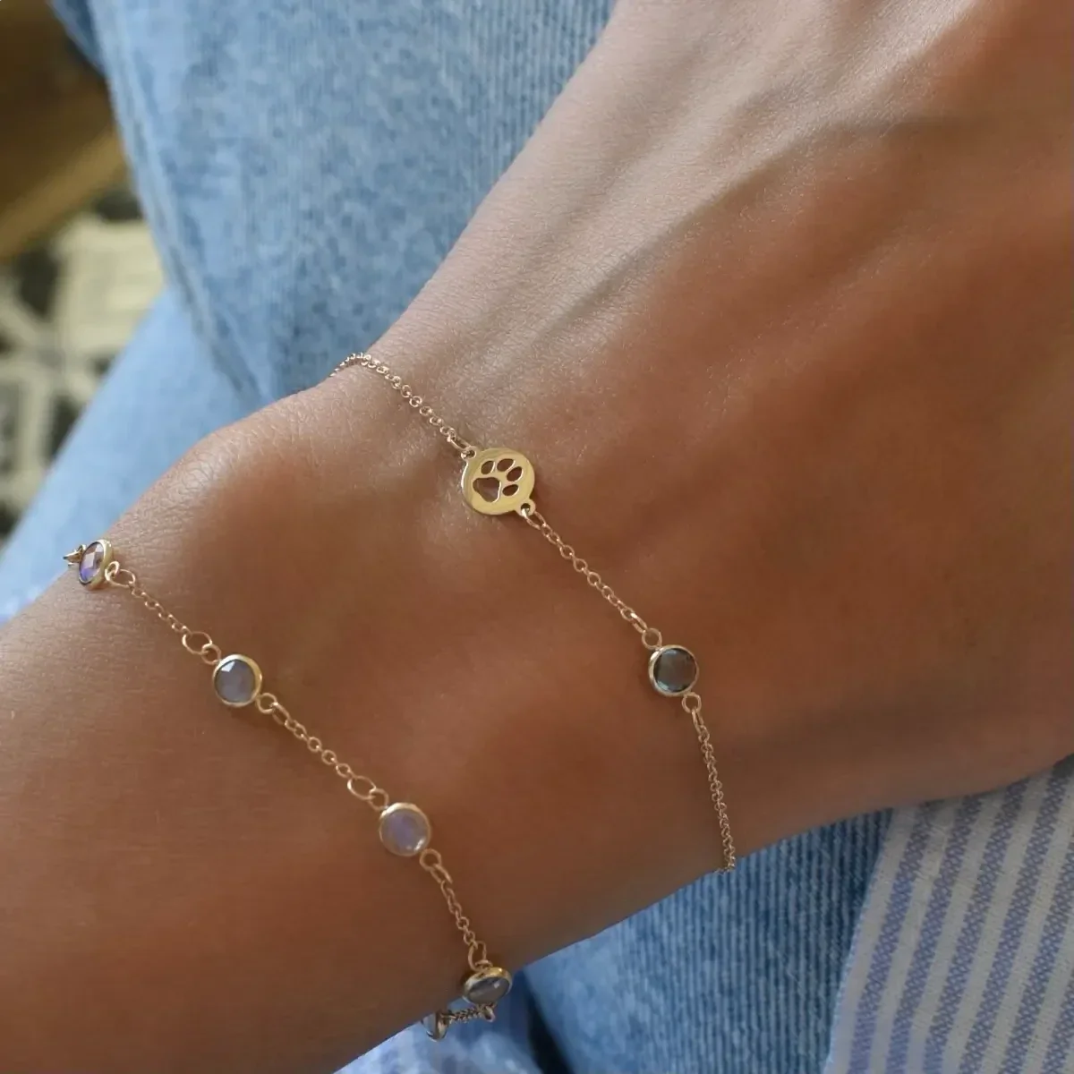 Paw & Petite Birthstone Bracelet in 14k Gold - Image 3