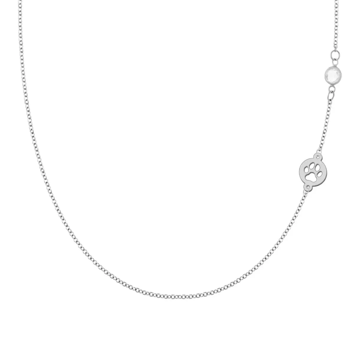 Paw & Petite Birthstone Necklace in 14k Gold (Asymmetrical) - Image 5