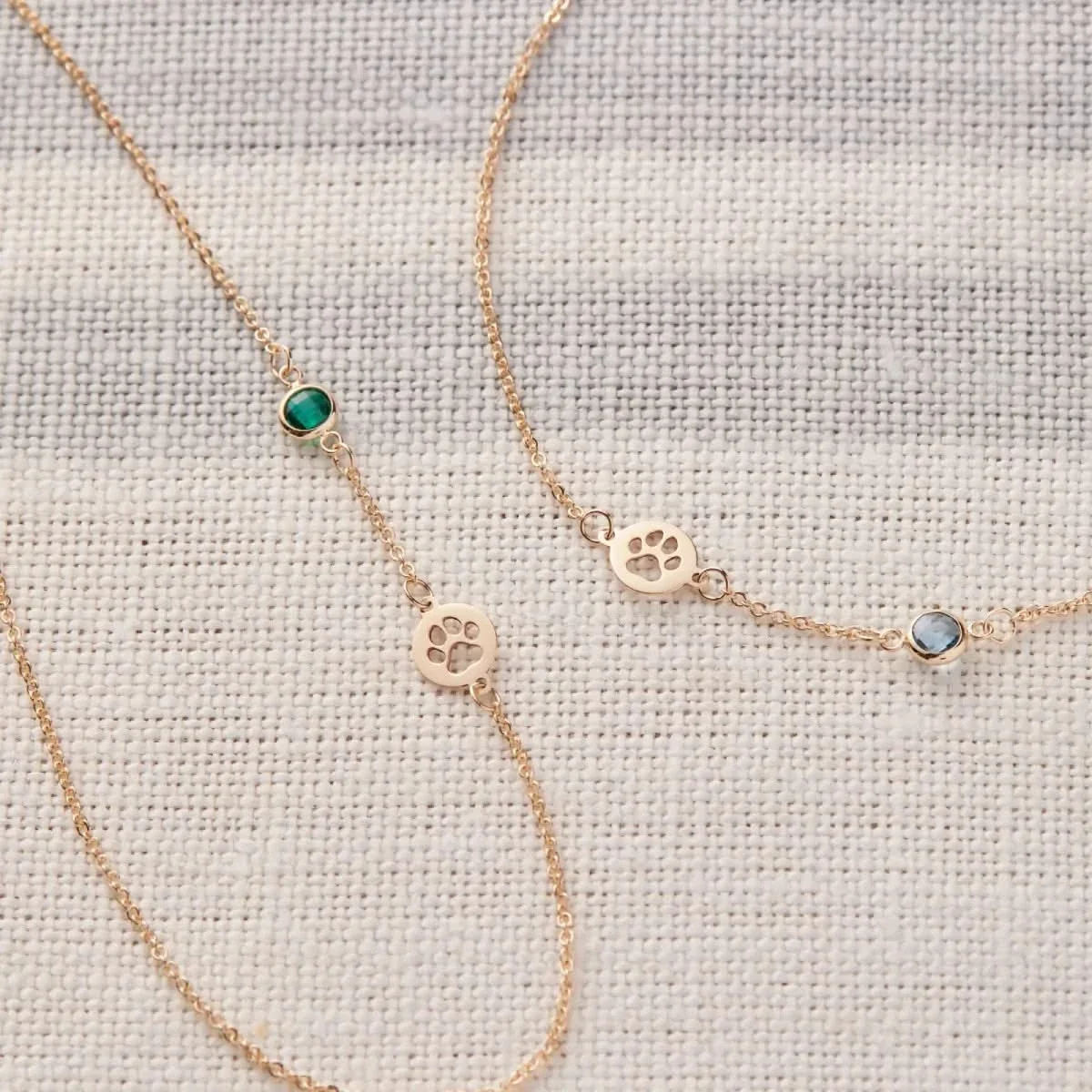 Paw & Petite Birthstone Bracelet in 14k Gold - Image 6