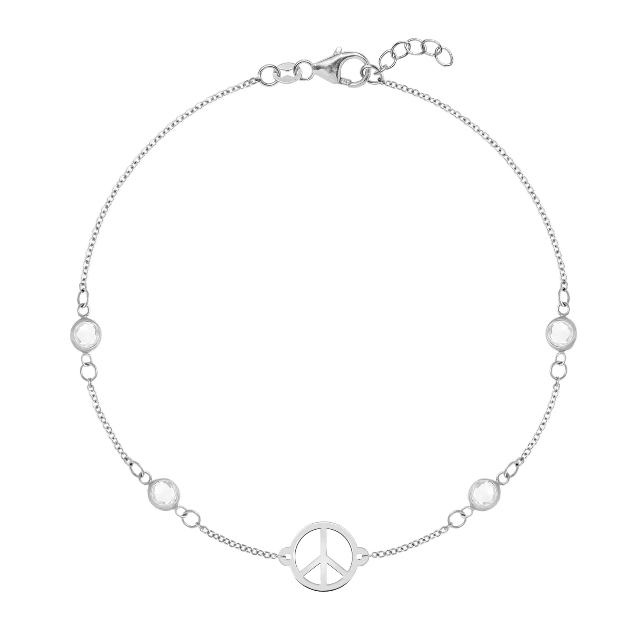 Peace Sign & 4 Birthstone Bracelet in 14k Gold - Image 5