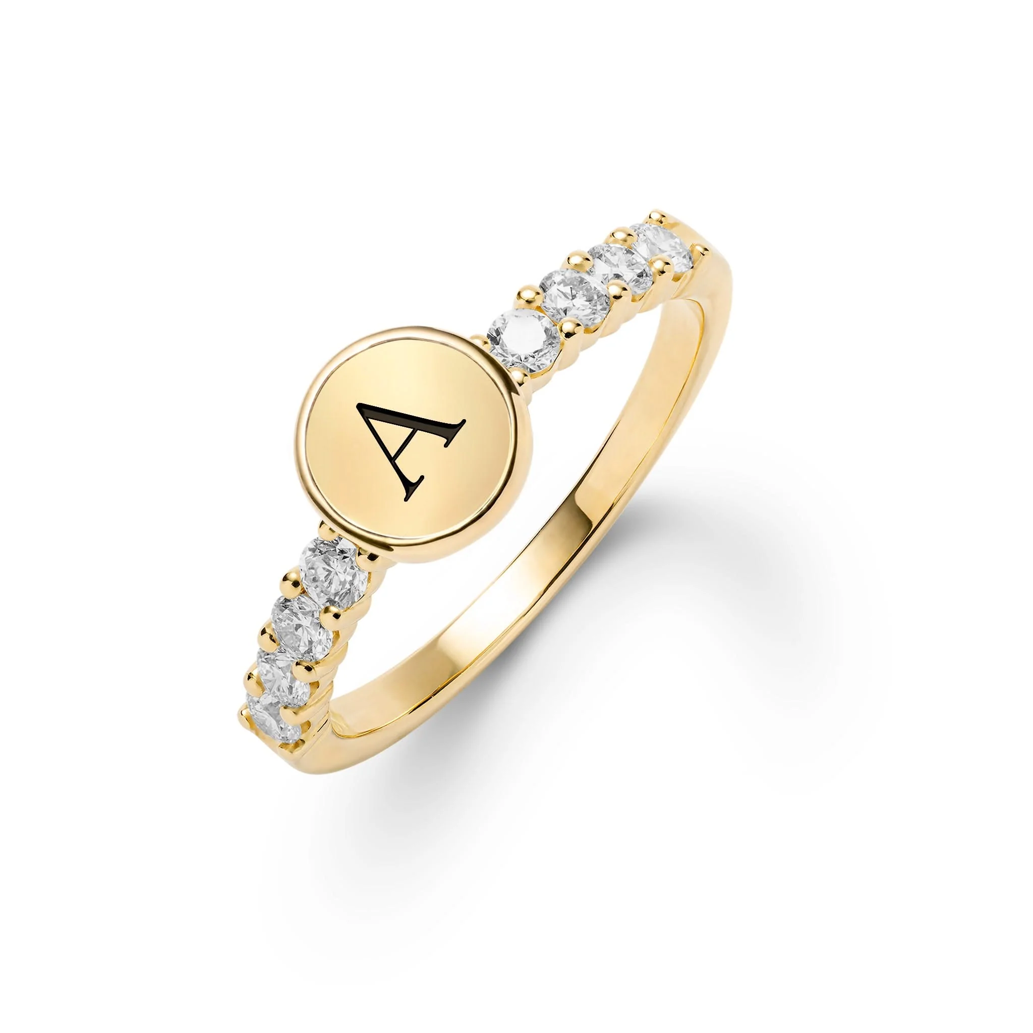 Rosecliff Letter Ring in 14k Gold
