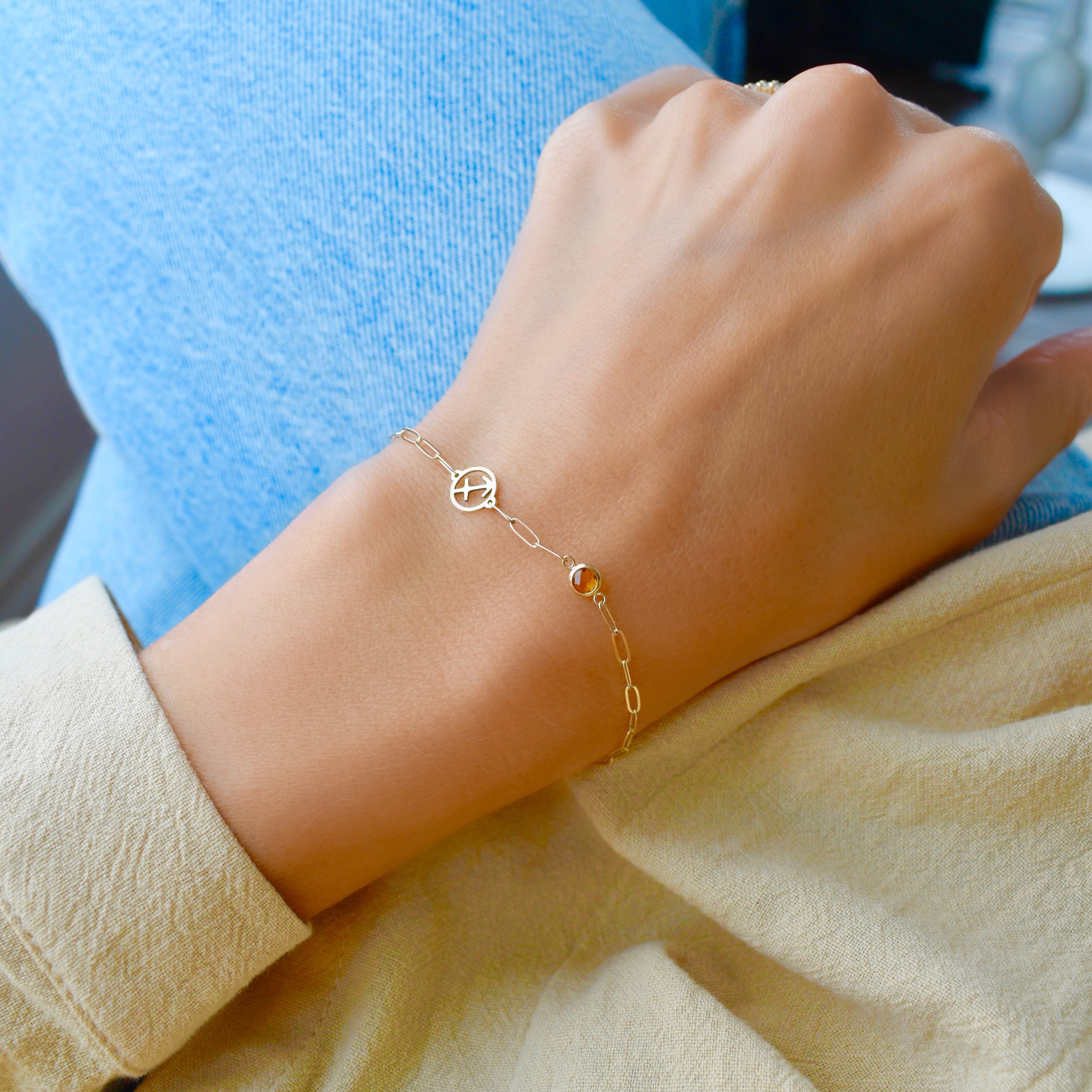 Sagittarius & Birthstone Bracelet on Adelaide Mini in 14k Gold - Image 2