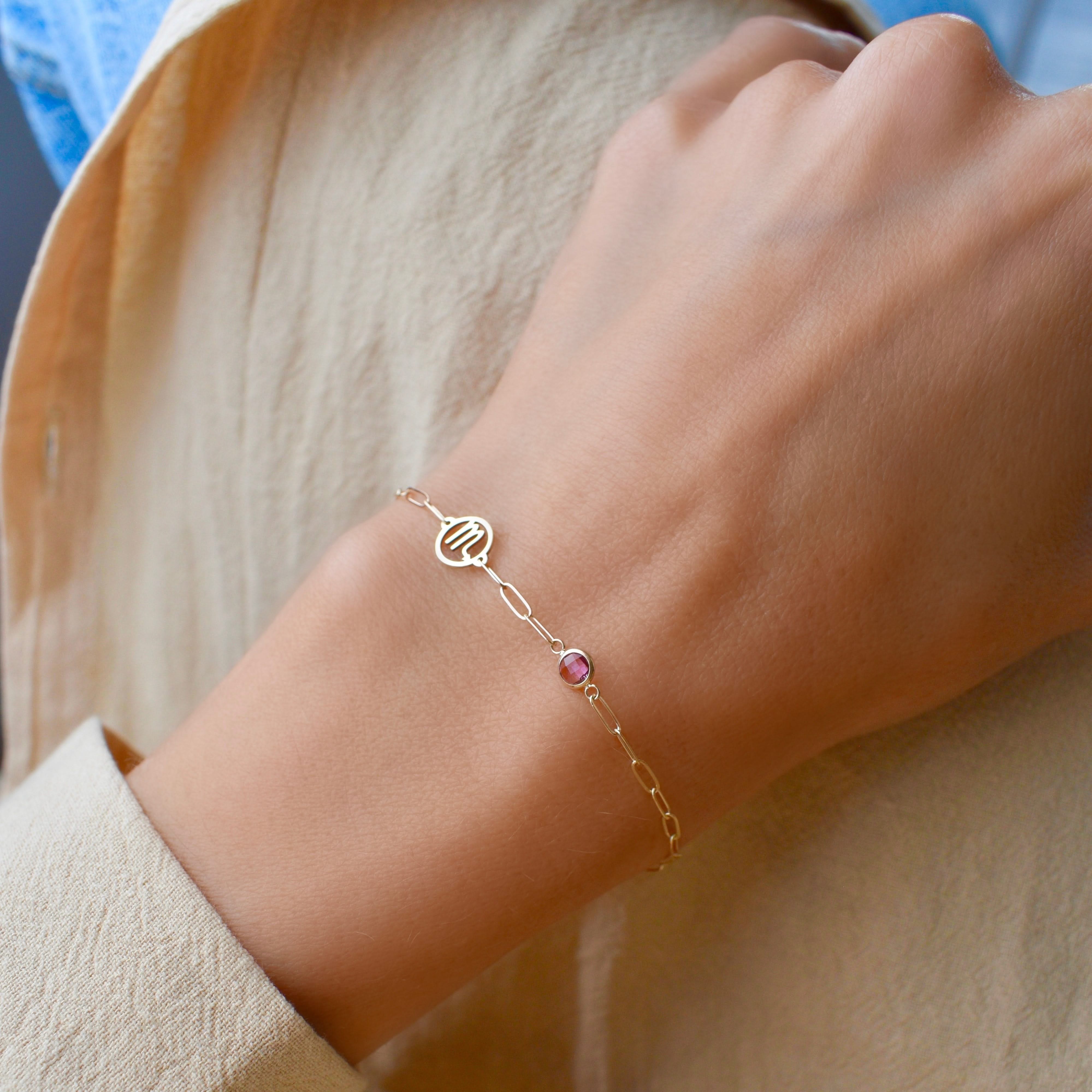 Scorpio & Birthstone Bracelet on Adelaide Mini in 14k Gold - Image 2