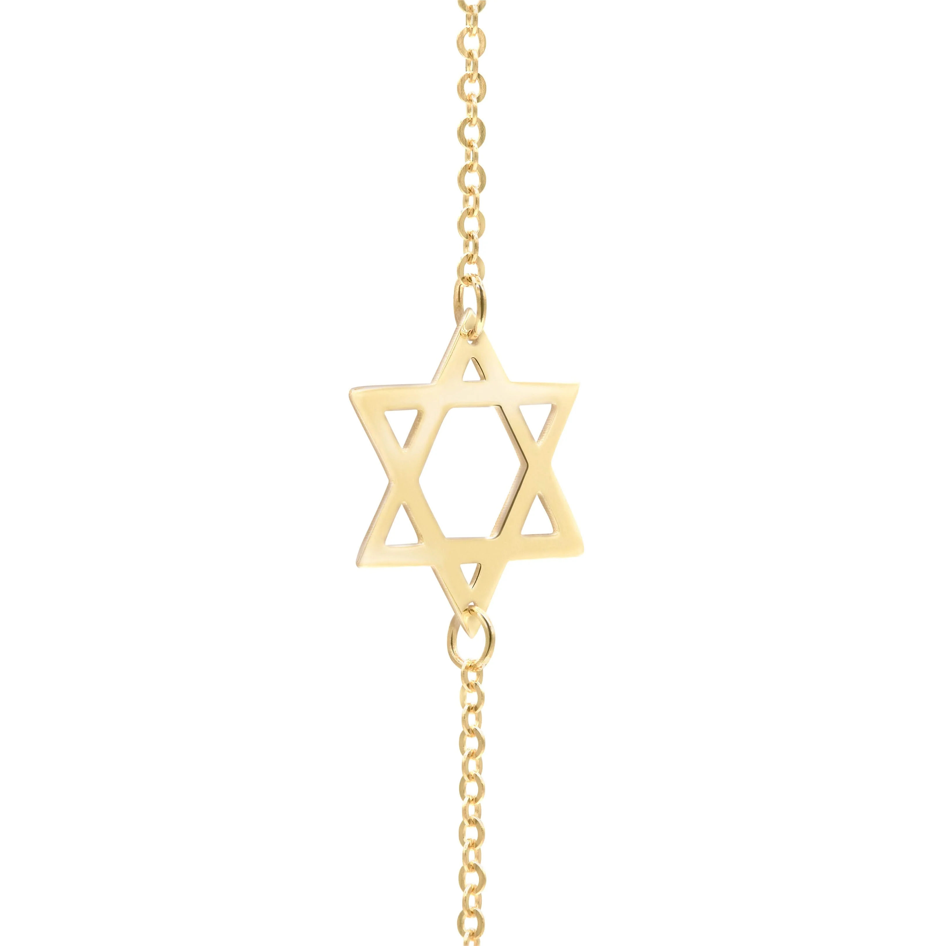 Star of David & Petite 3 Birthstone Necklace in 14k Gold - Image 4
