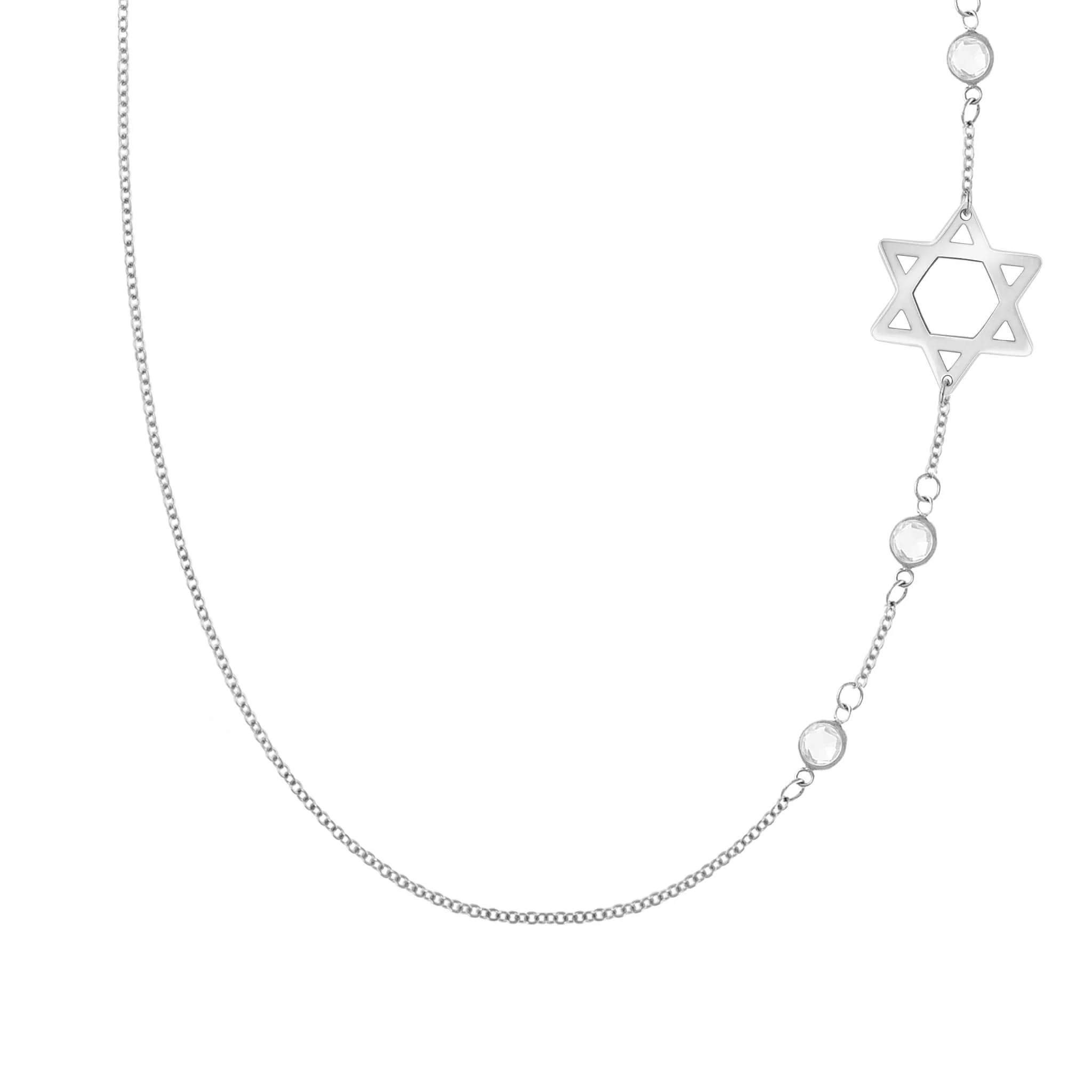 Star of David & Petite 3 Birthstone Necklace in 14k Gold - Image 9
