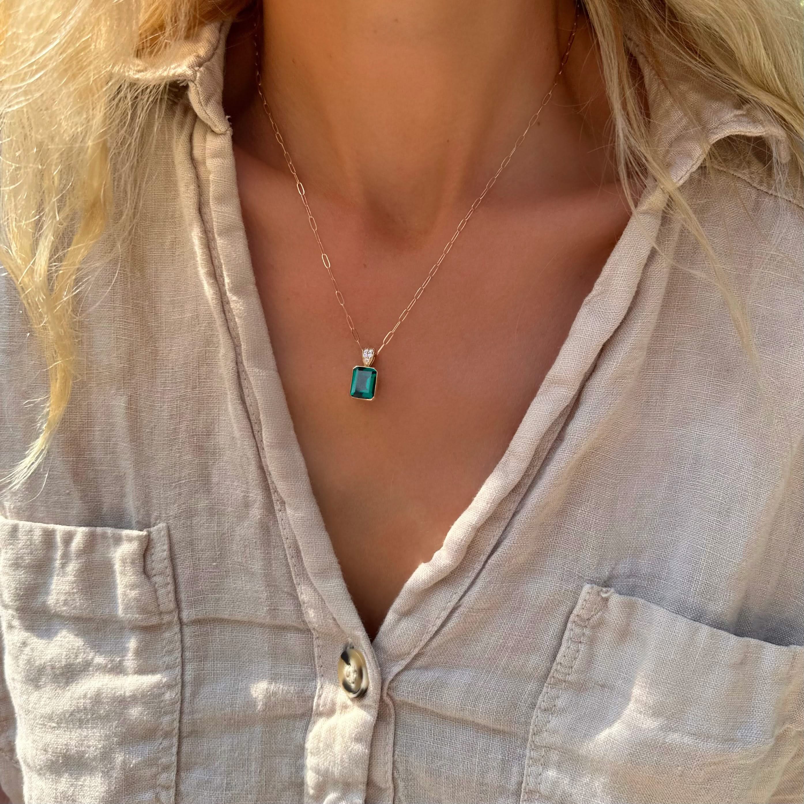Warren Birthstone Pendant with Diamond Bail in 14k Gold - Image 2