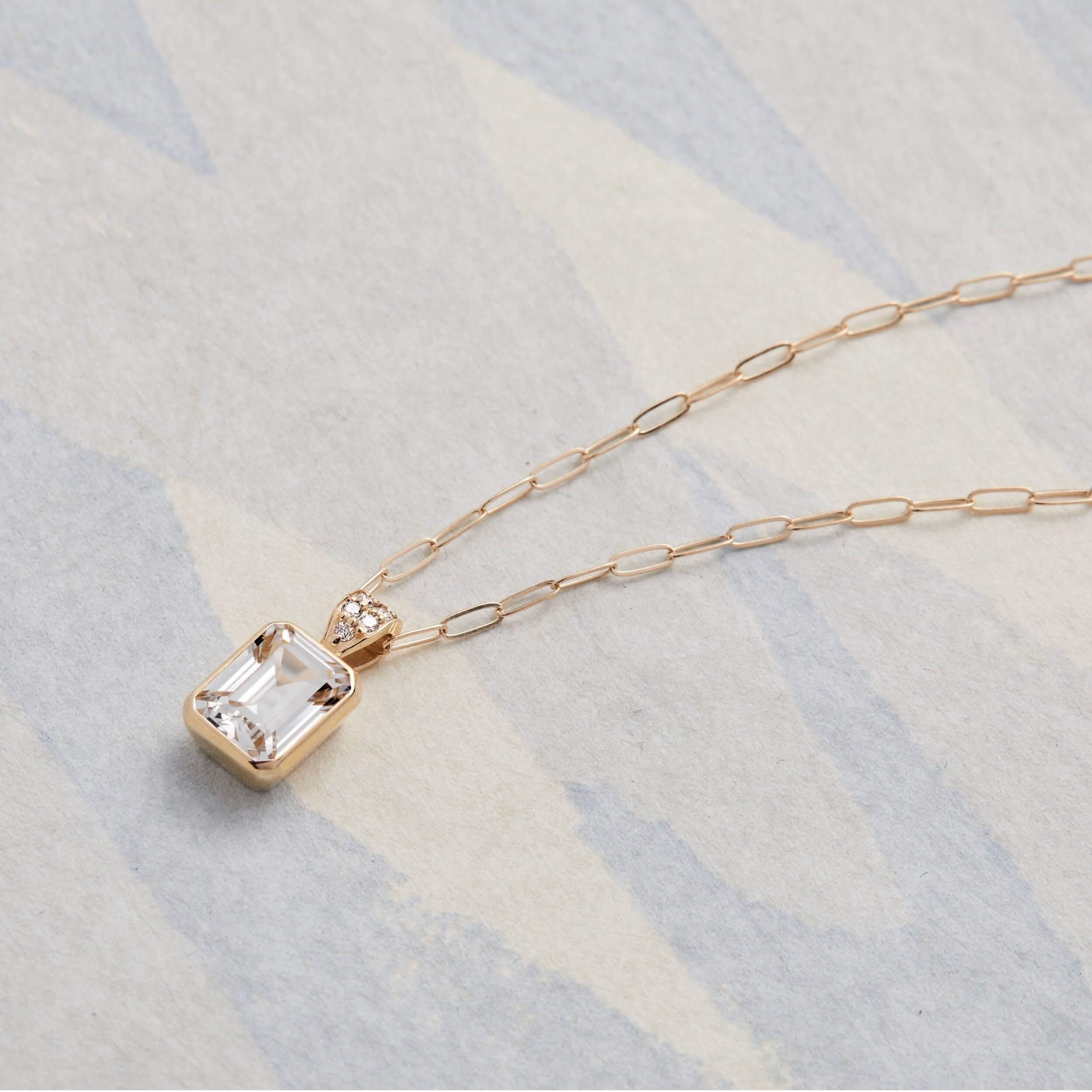 Warren Birthstone Pendant with Diamond Bail in 14k Gold - Image 8