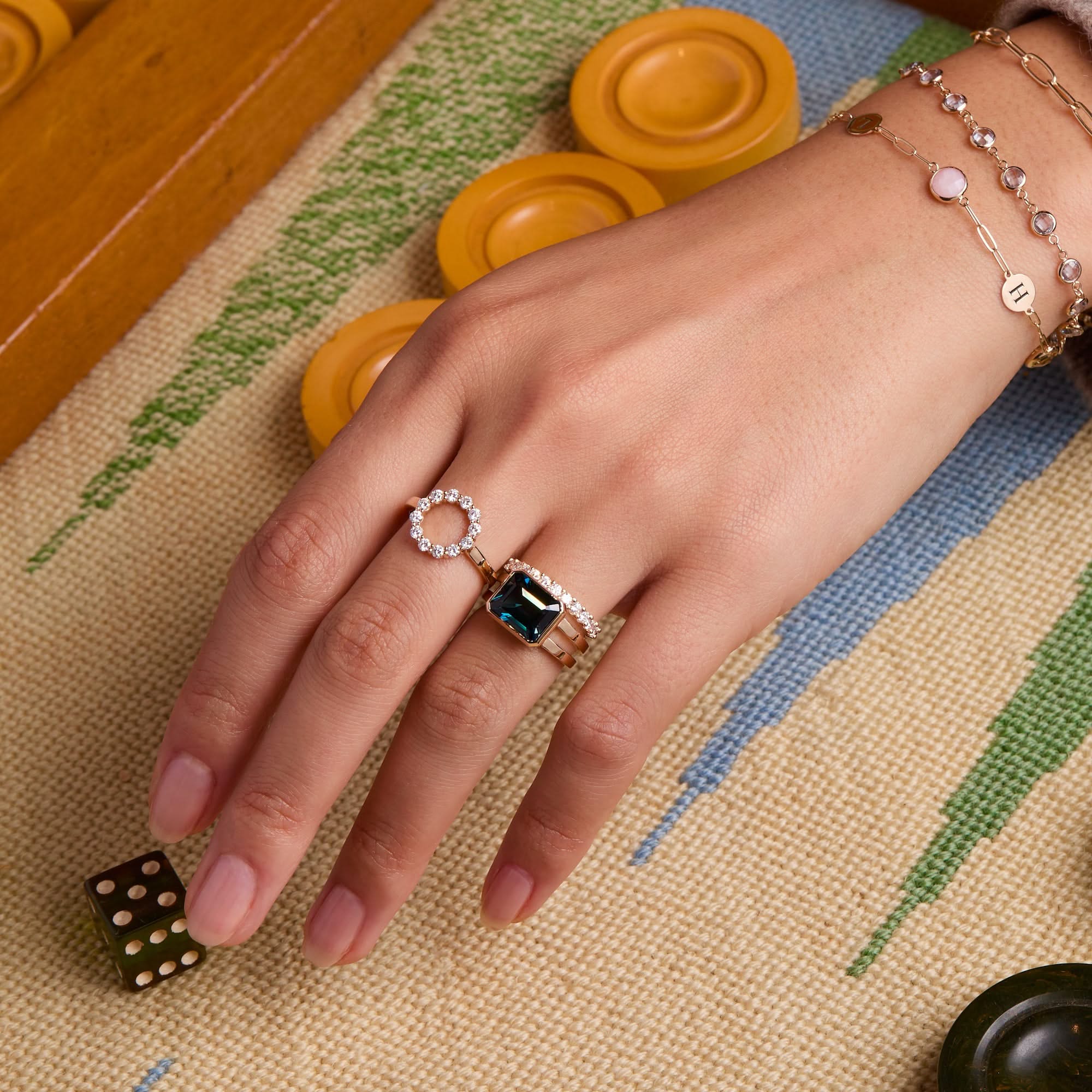 Warren Horizontal Birthstone Ring in 14k Gold - Image 12
