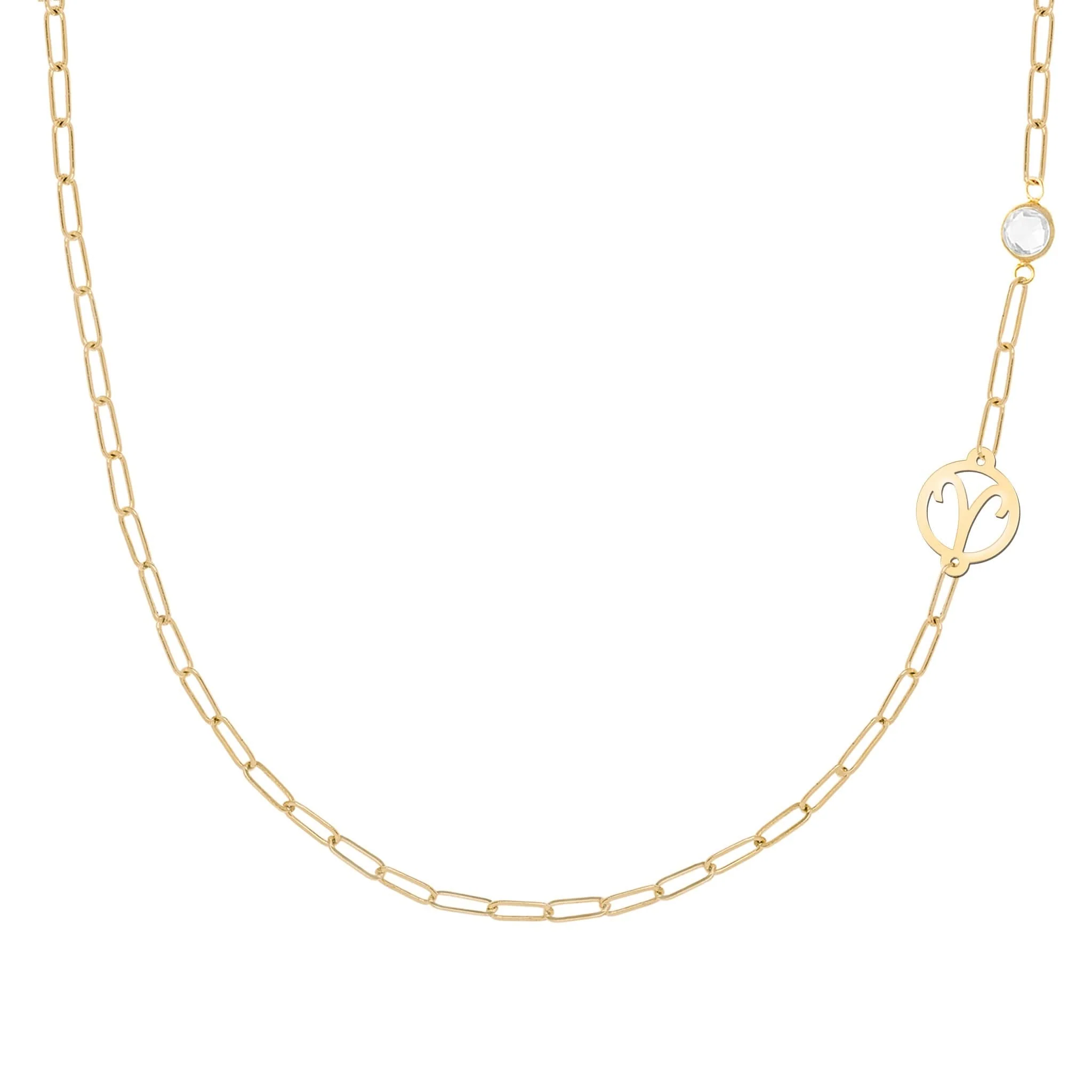Zodiac & Birthstone Adelaide Mini Necklace in 14k Gold