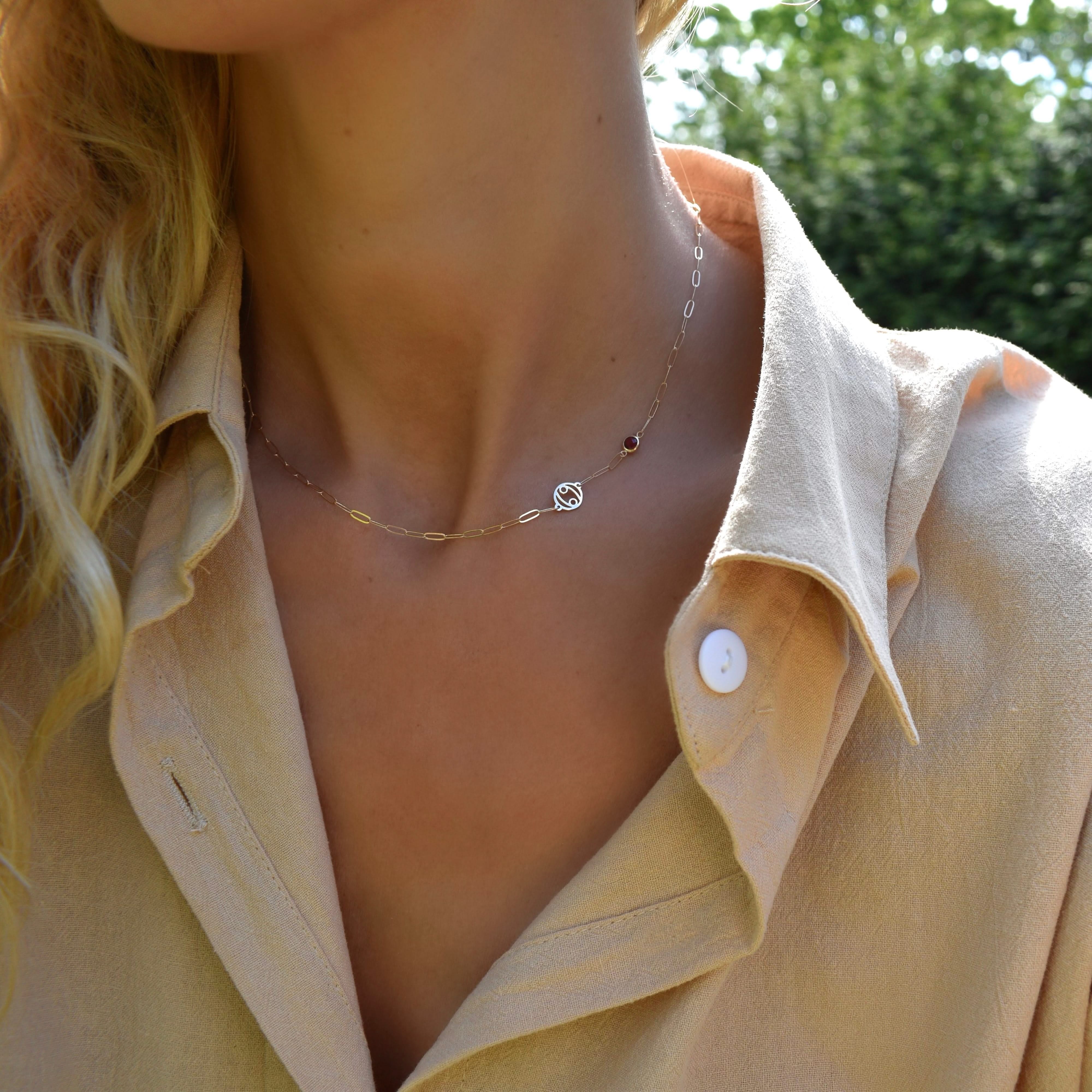 Zodiac & Birthstone Adelaide Mini Necklace in 14k Gold - Image 2