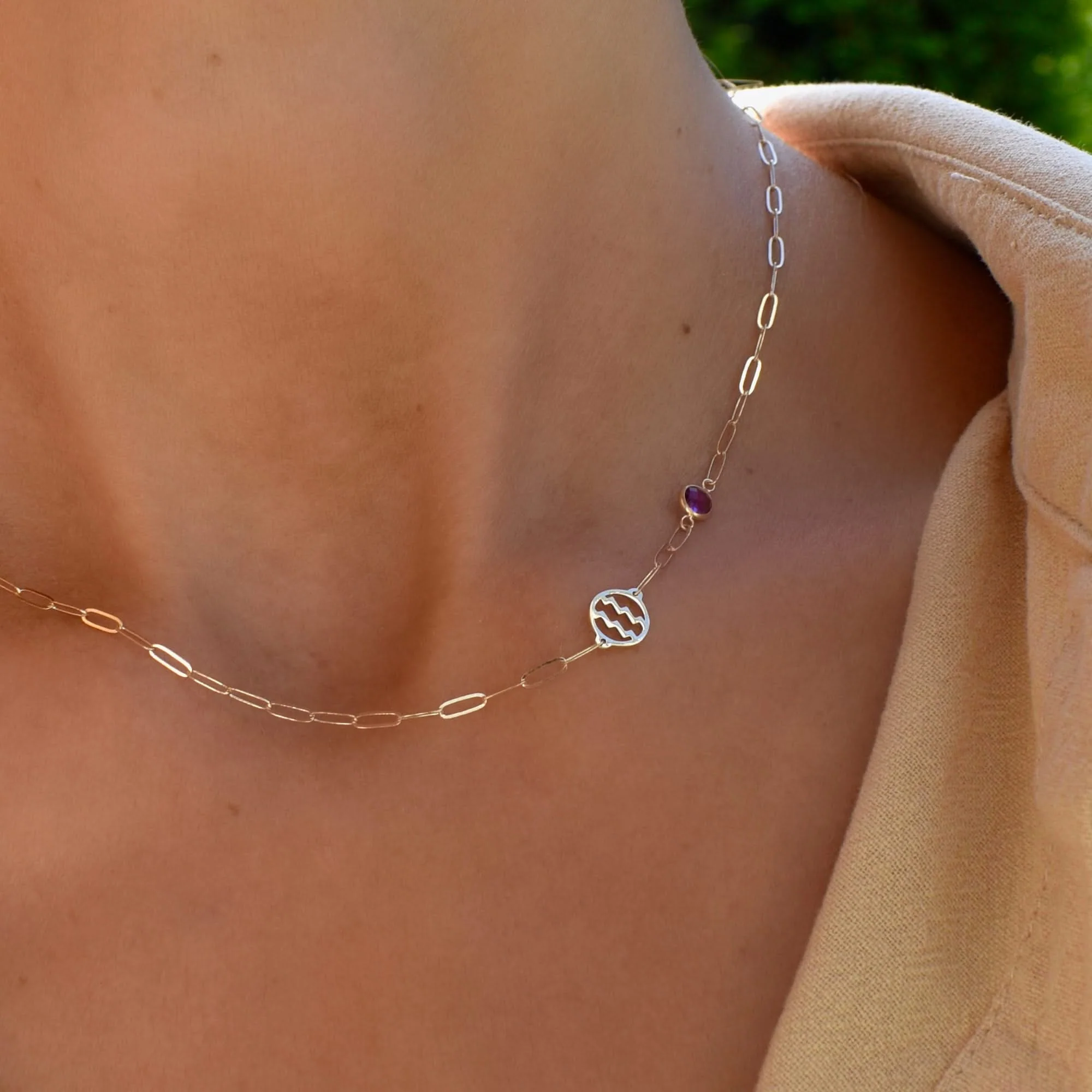 Zodiac & Birthstone Adelaide Mini Necklace in 14k Gold - Image 3
