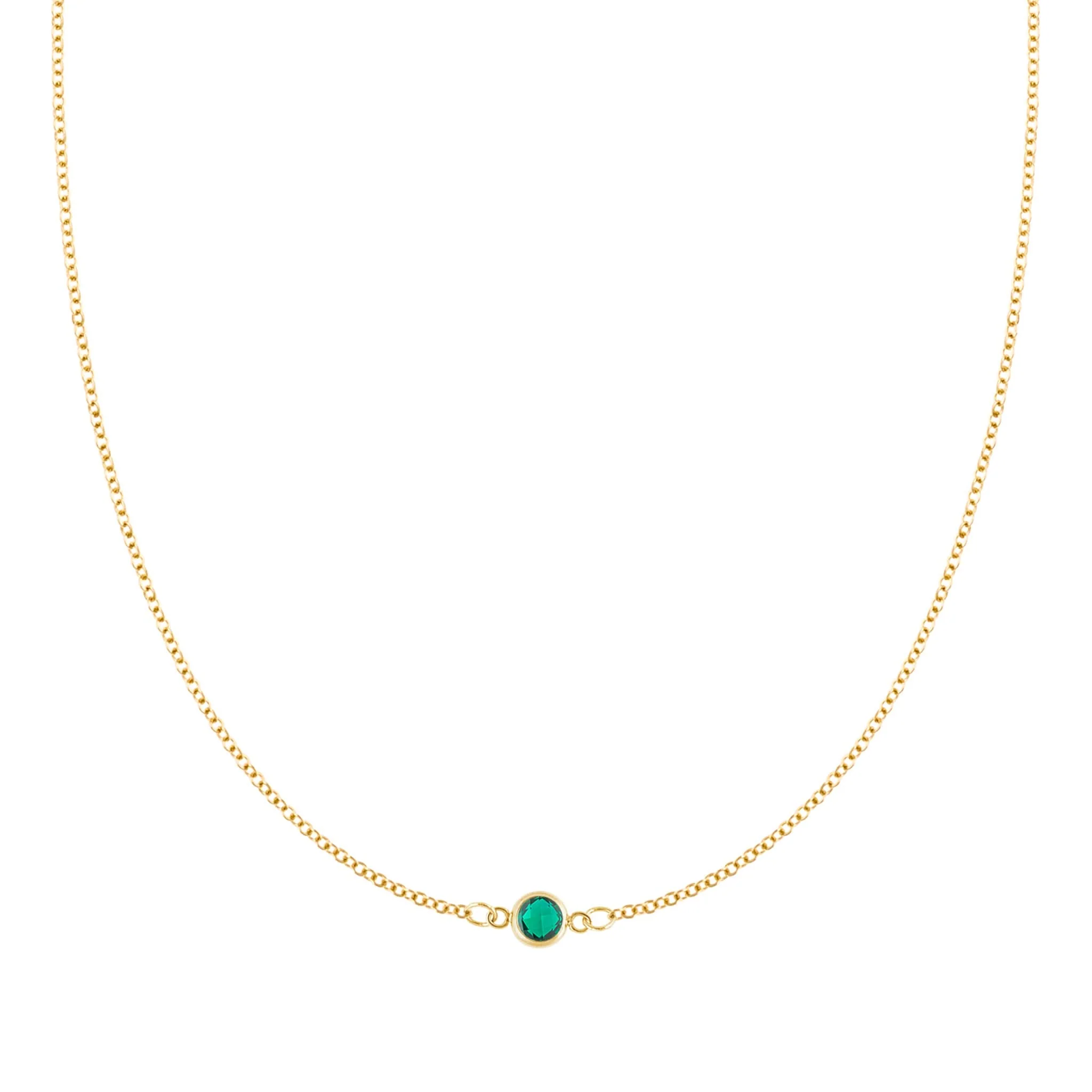 Petite 1 Emerald Necklace in 14k Gold (May)