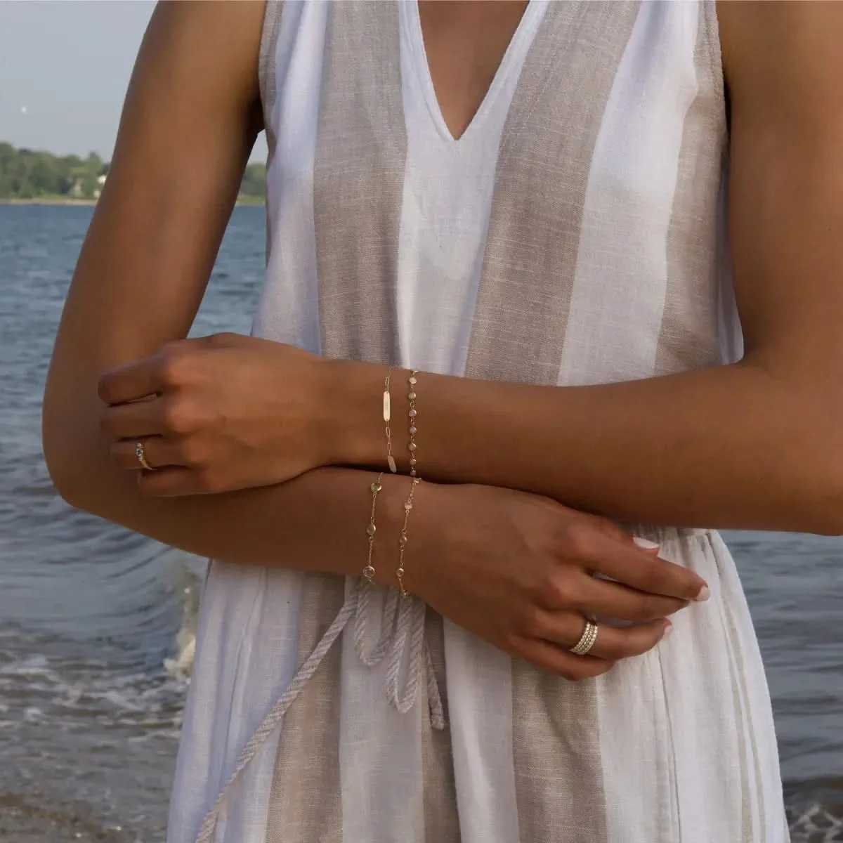 Petite 2 Nameplate Bracelet on Adelaide Mini in 14k Gold - Image 2