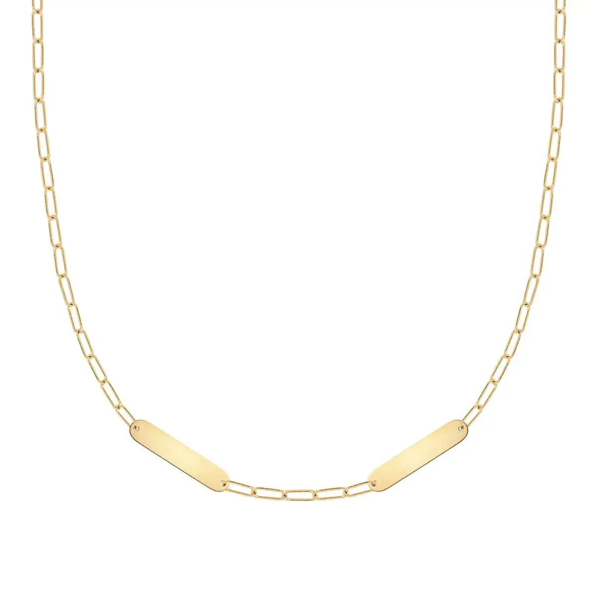 Petite 2 Nameplate Necklace on Adelaide Mini in 14k Gold