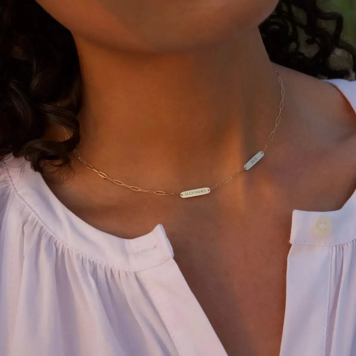 Petite 2 Nameplate Necklace on Adelaide Mini in 14k Gold - Image 3