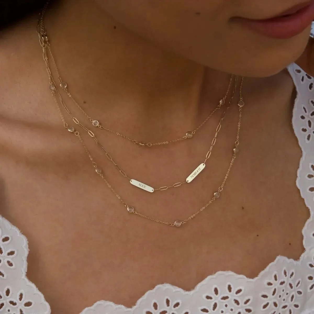 Petite 2 Nameplate Necklace on Adelaide Mini in 14k Gold - Image 9