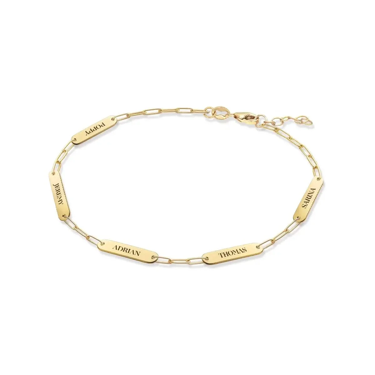 Petite 5 Nameplate Bracelet on Adelaide Mini in 14k Gold - Image 4