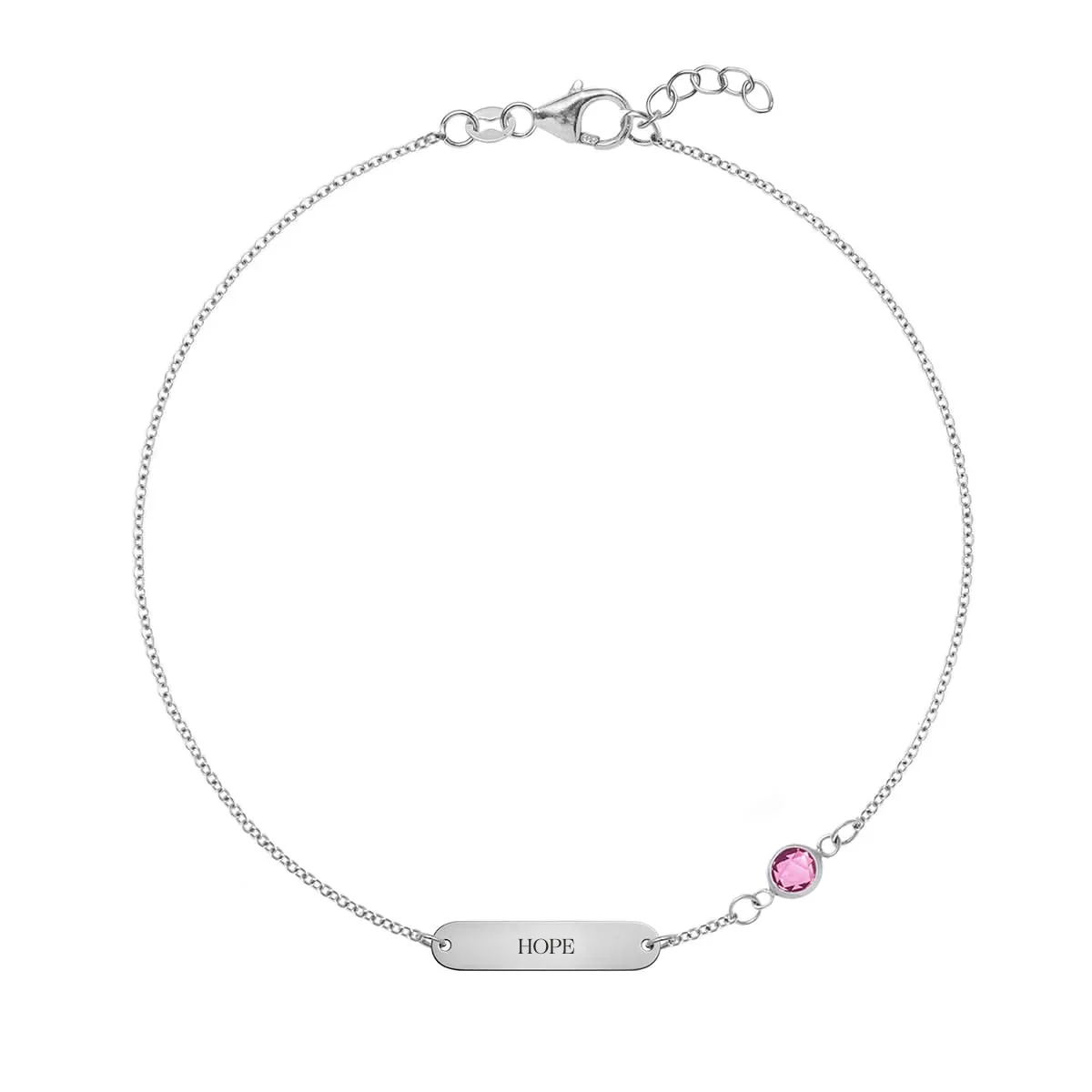 Pink Awareness HOPE & 1 Petite Pink Sapphire Bracelet in 14k Gold - Image 7