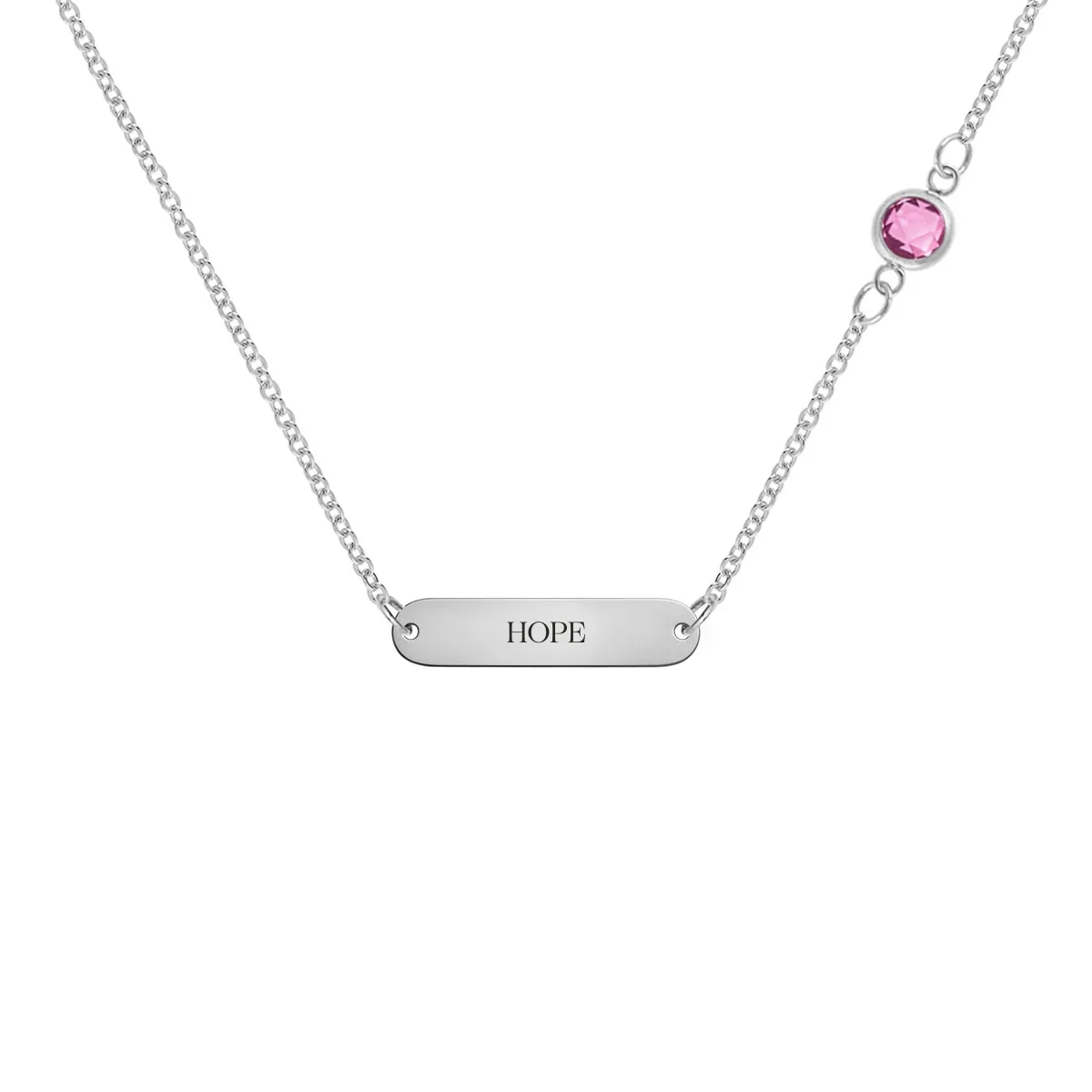 Pink Awareness HOPE & 1 Petite Pink Sapphire Necklace in 14k Gold - Image 7