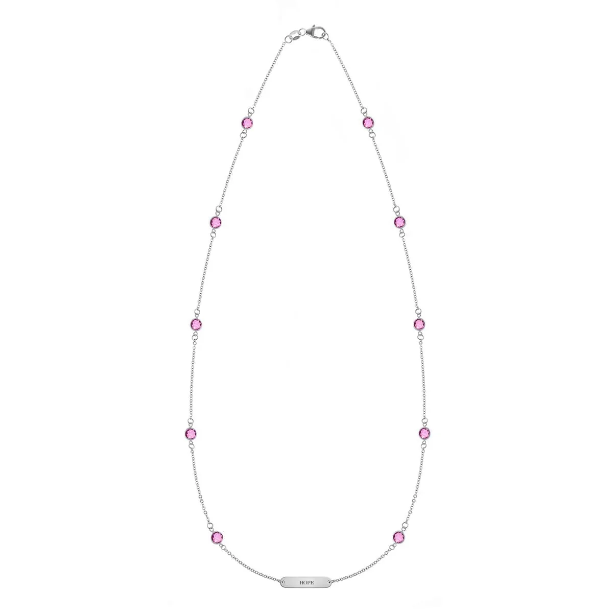 Pink Awareness HOPE & 10 Petite Pink Sapphire Necklace in 14k Gold - Image 5